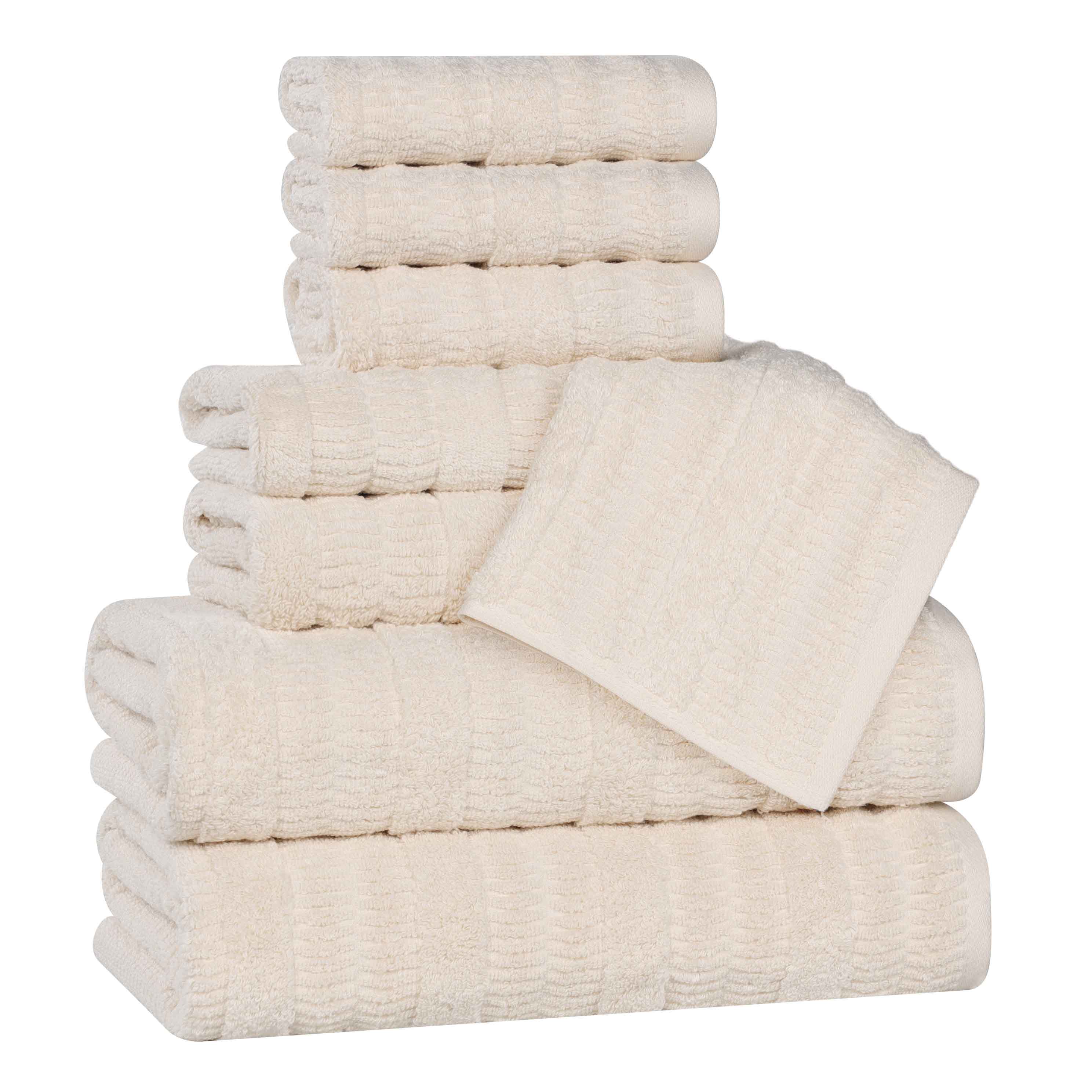 Mika Smart Twist Viscose Cotton Blend Solid Ribbed 8 Piece Towel Set - Towel Set by Superior Brand