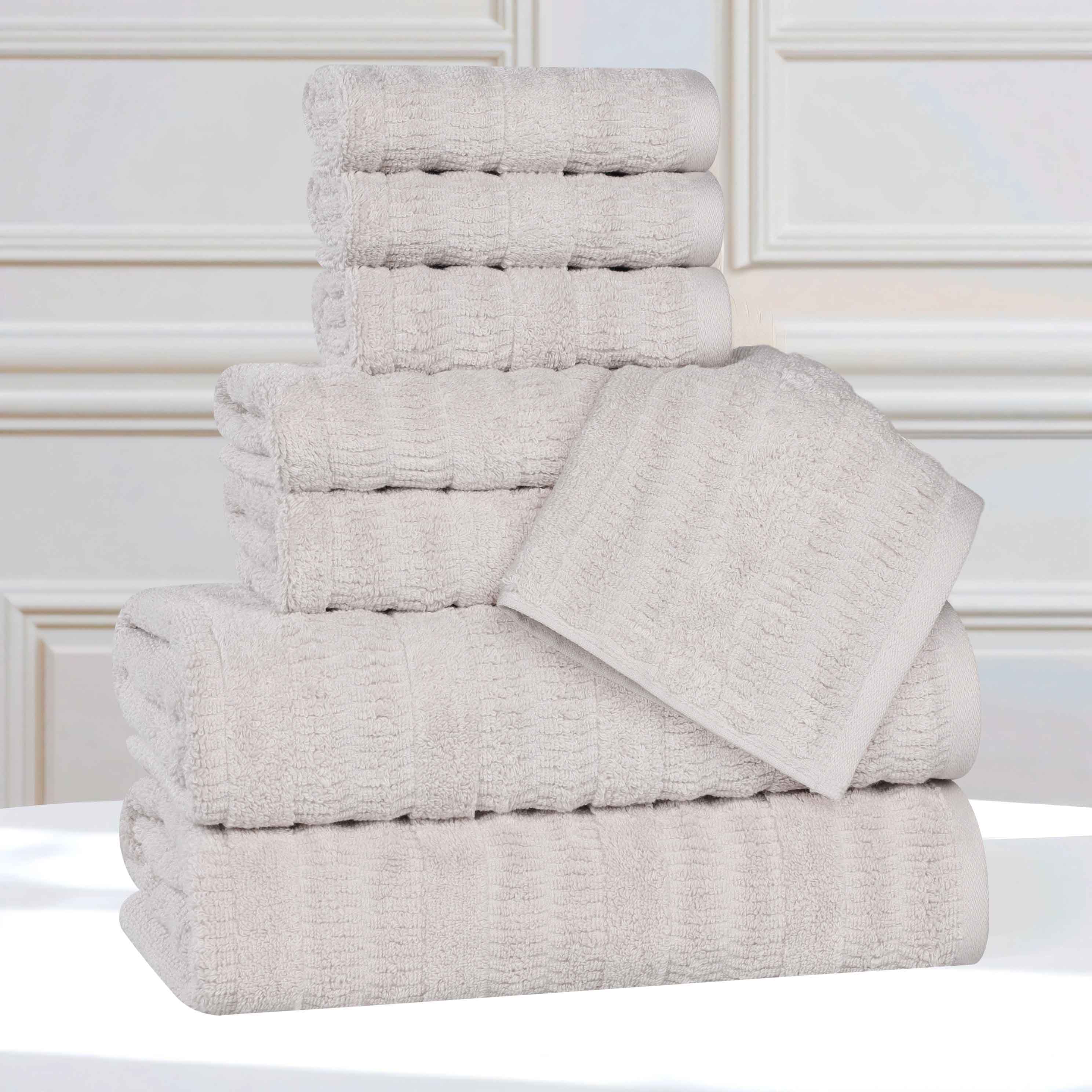 Mika Smart Twist Viscose Cotton Blend Solid Ribbed 8 Piece Towel Set - Towel Set by Superior Brand