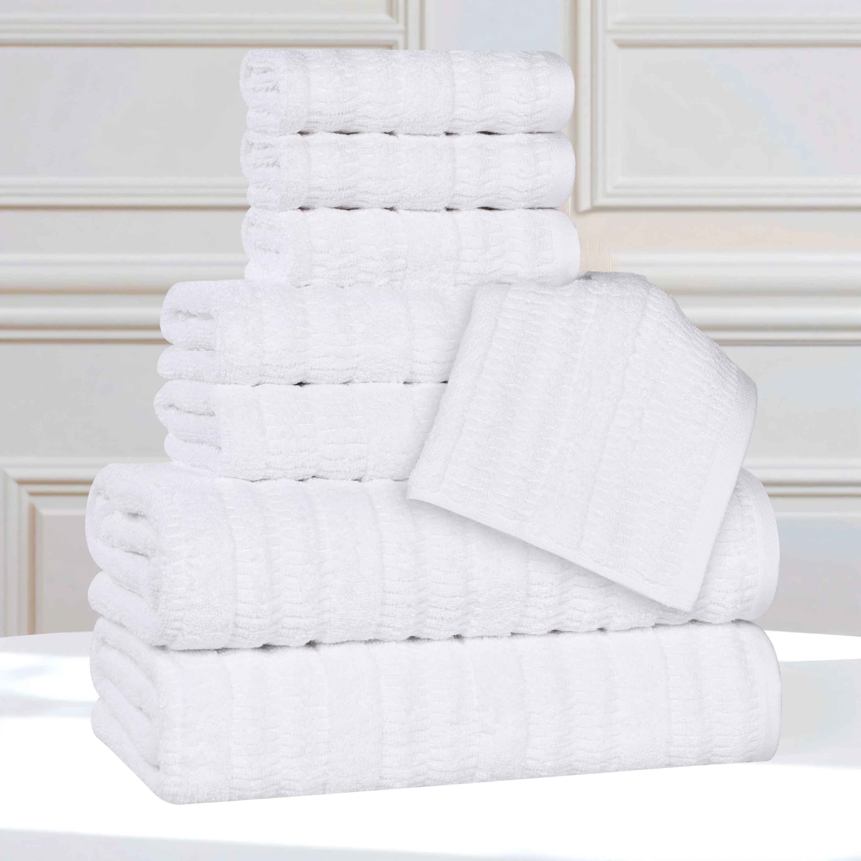 Mika Smart Twist Viscose Cotton Blend Solid Ribbed 8 Piece Towel Set - Towel Set by Superior Brand