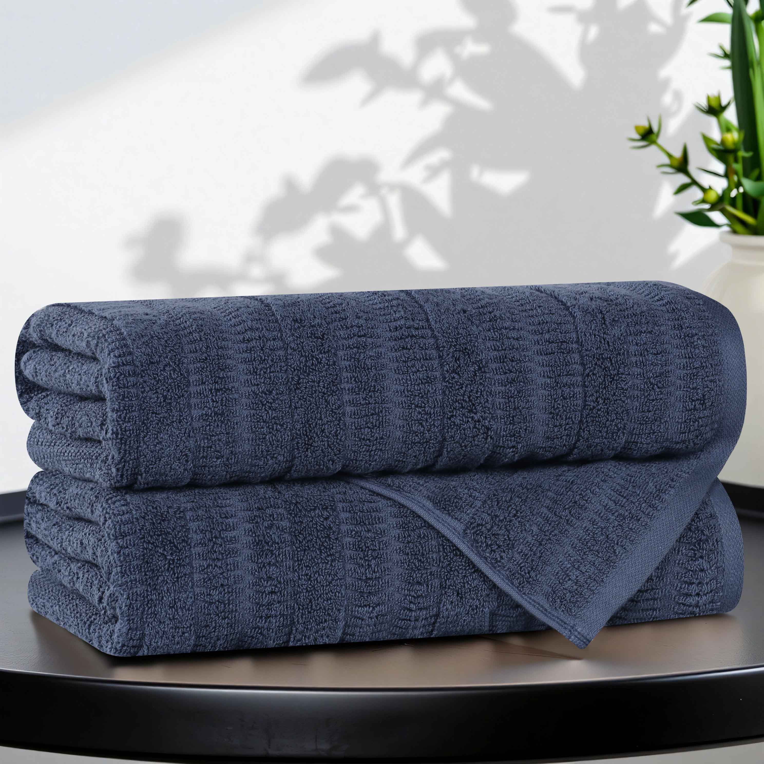 Viscose Cotton Blend Ribbed Bath Towel Set of 2 - Bath Towel by Superior Brand