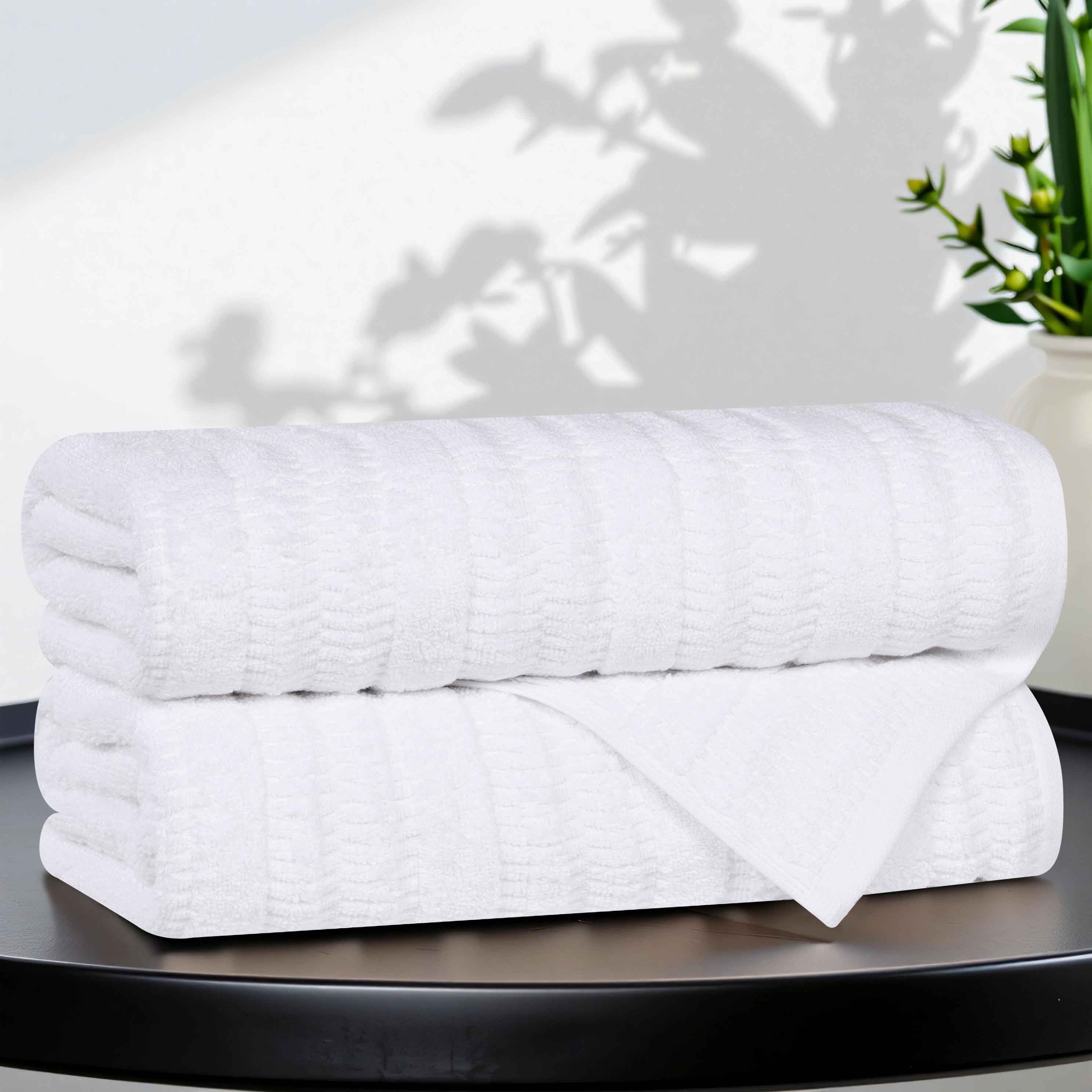 Viscose Cotton Blend Ribbed Bath Towel Set of 2 - Bath Towel by Superior Brand