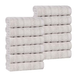 Mika Smart Twist Cotton Solid Textured Ribbed Face Towels, Set of 12 - Face Towel by Superior