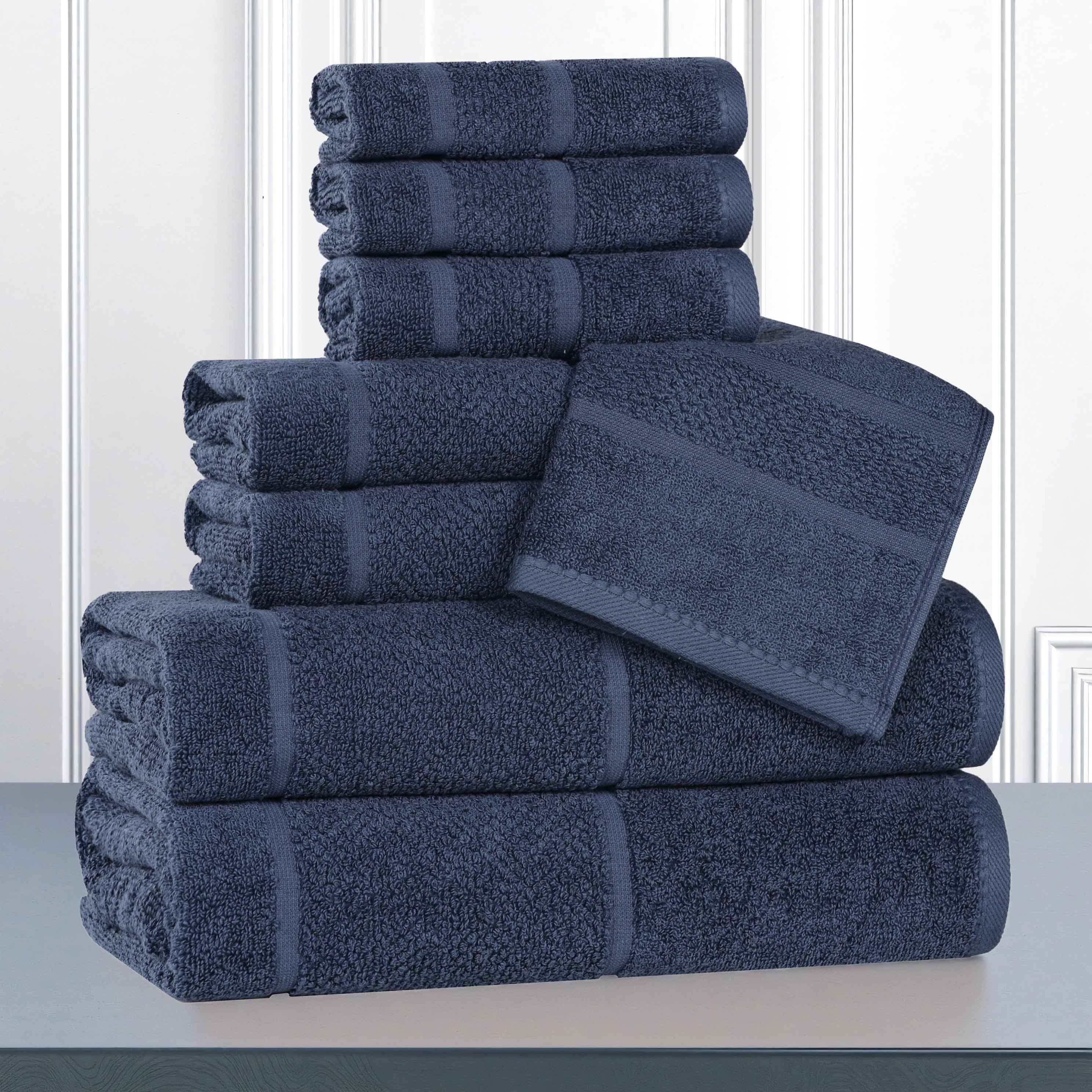 Mile Smart Twist Viscose Cotton Blend Solid 8 Piece Towel Set - Towel Set by Superior Brand