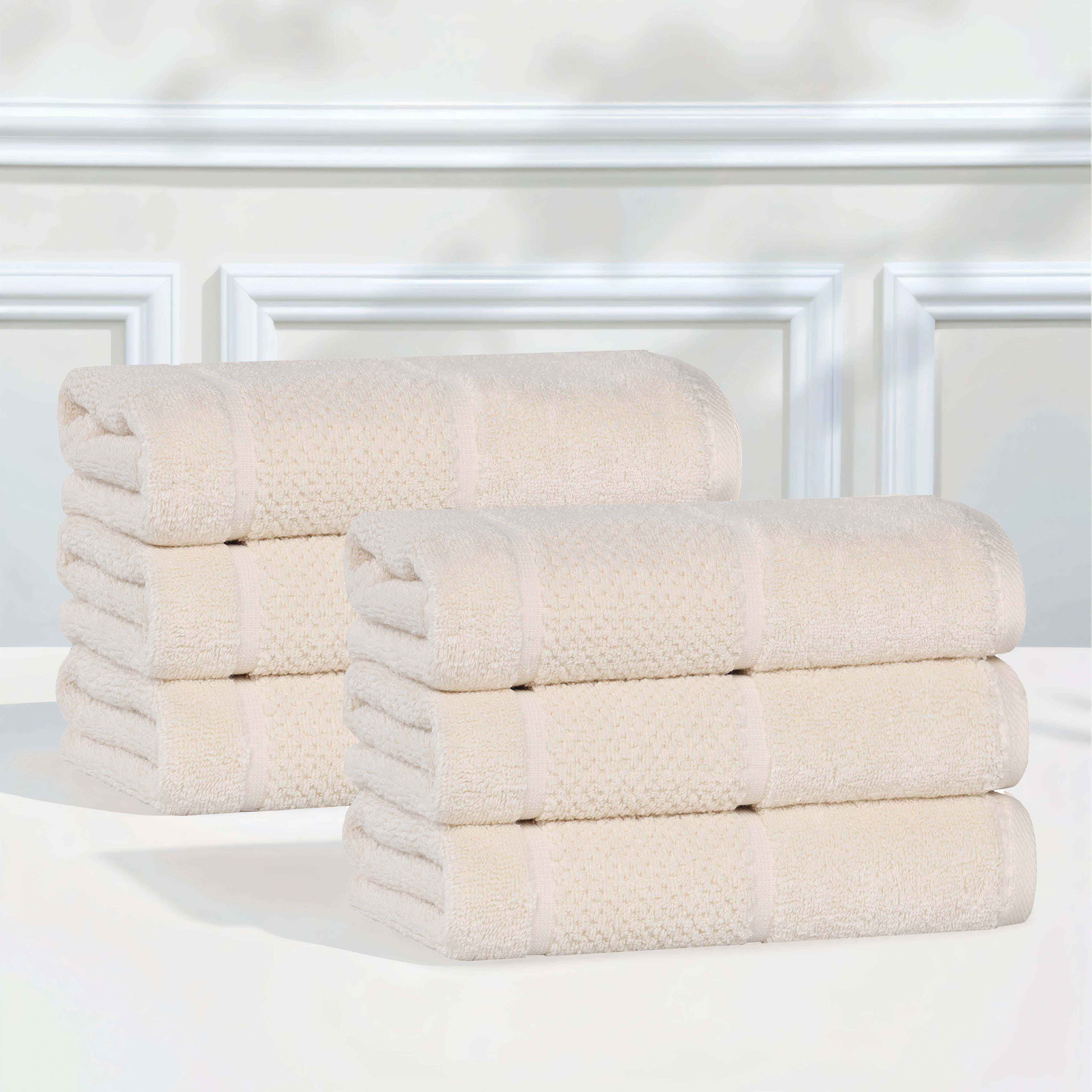 Mile Smart Twist Viscose Cotton Blend Solid Hand Towels, Set of 6 - Hand Towel by Superior Brand