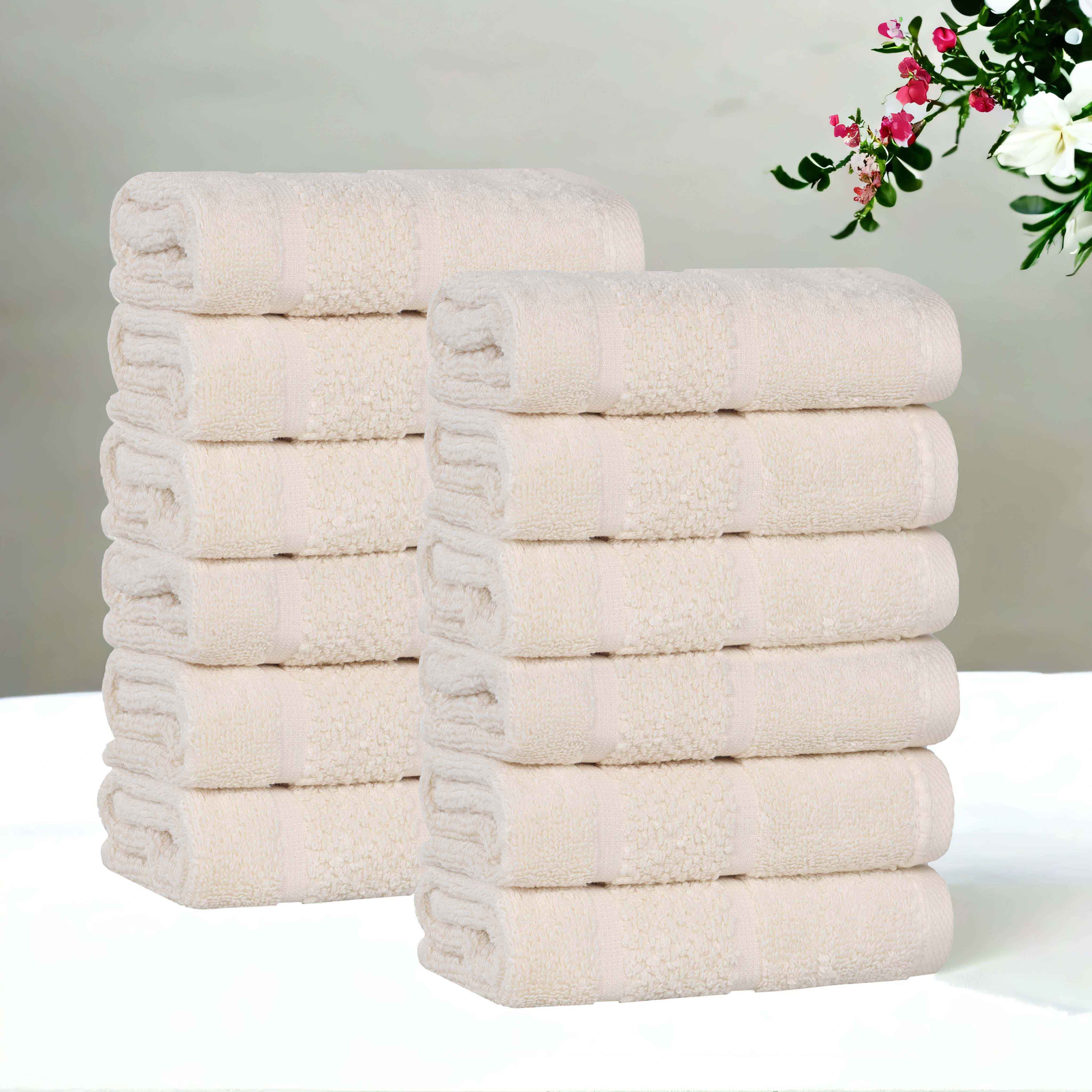 Mile Smart Twist Viscose Cotton Blend Face Towels Washcloths Set of 12 - Face Towel by Superior Brand