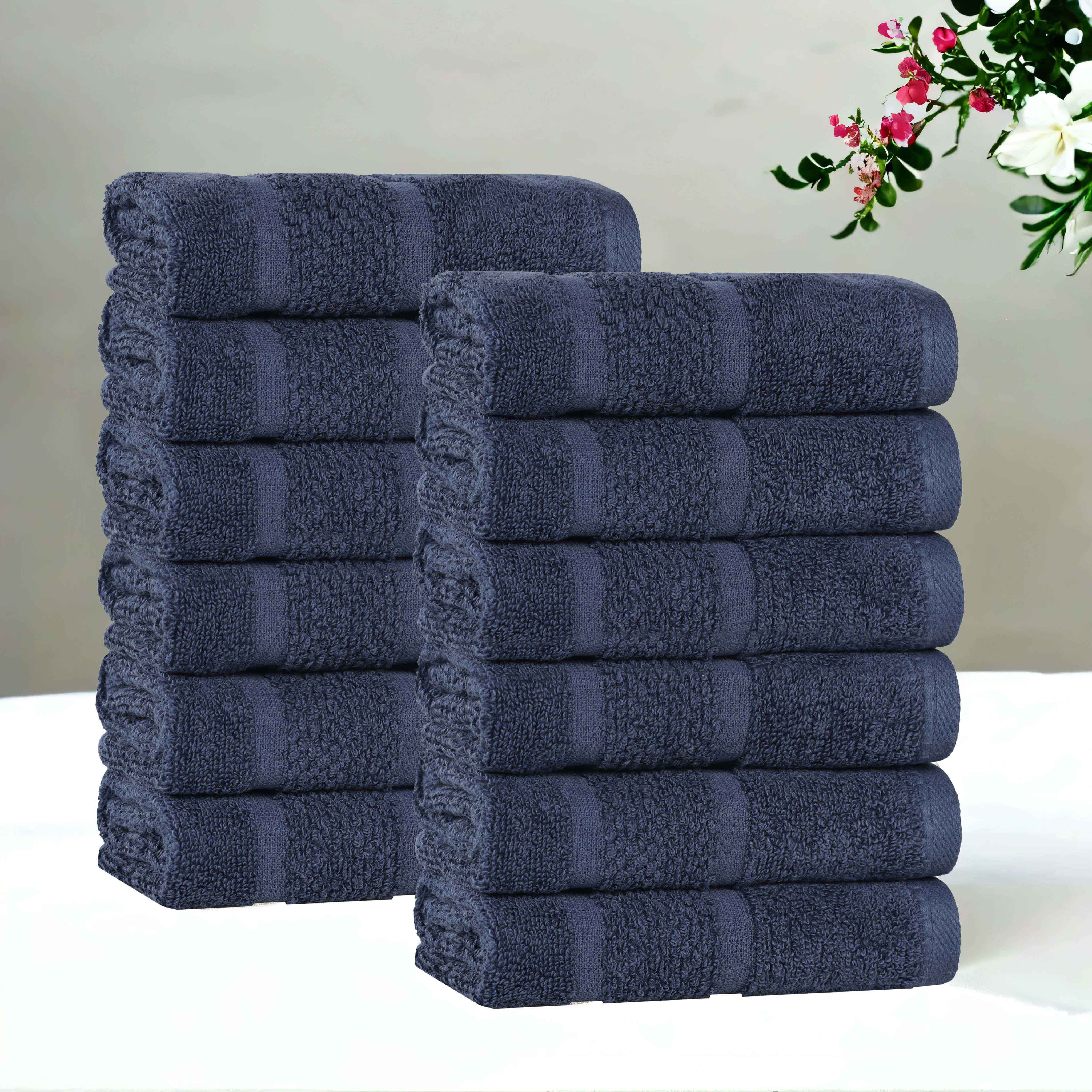 Mile Smart Twist Viscose Cotton Blend Face Towels Washcloths Set of 12 - Face Towel by Superior Brand