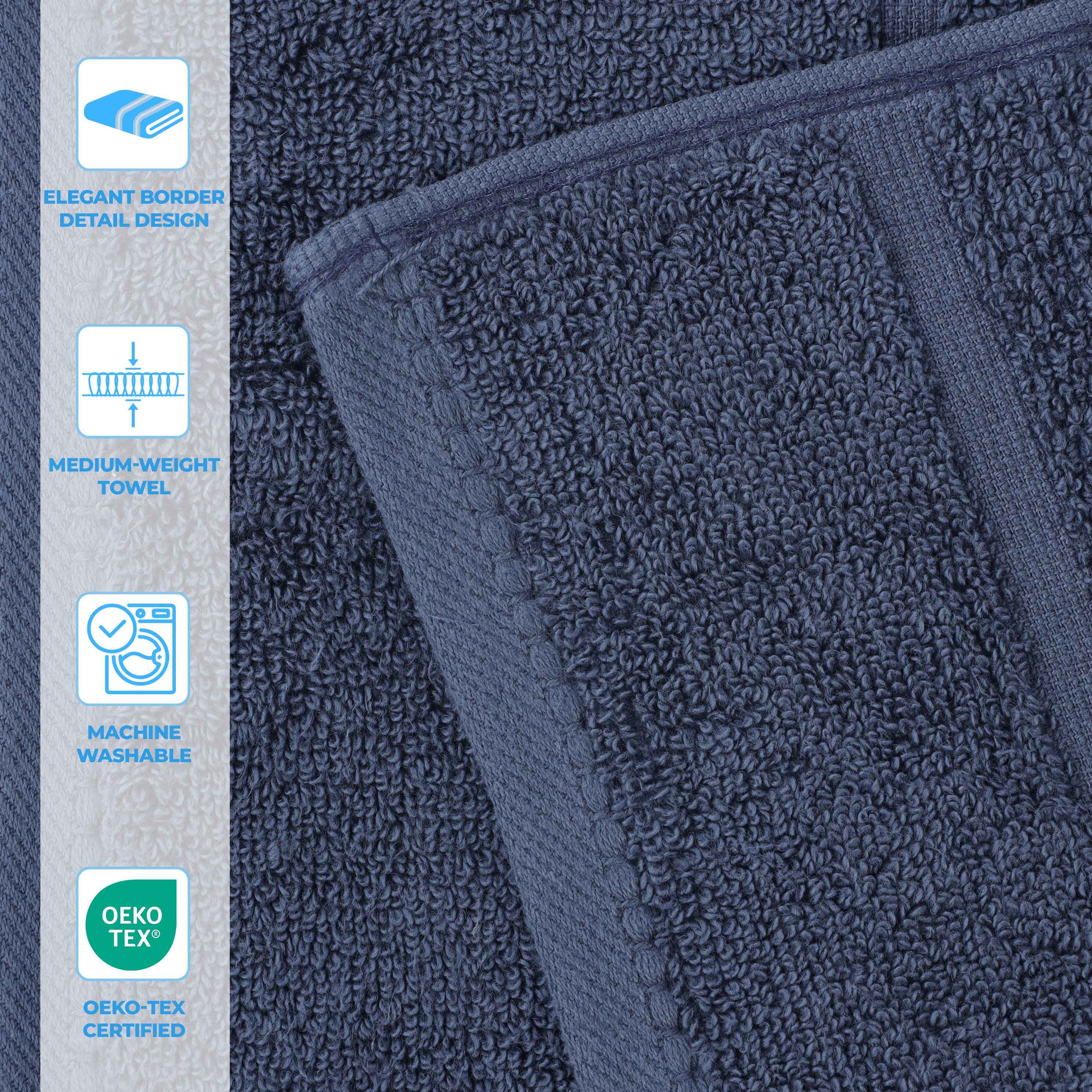 Mile Smart Twist Viscose Cotton Blend Face Towels Washcloths Set of 12 - Face Towel by Superior Brand