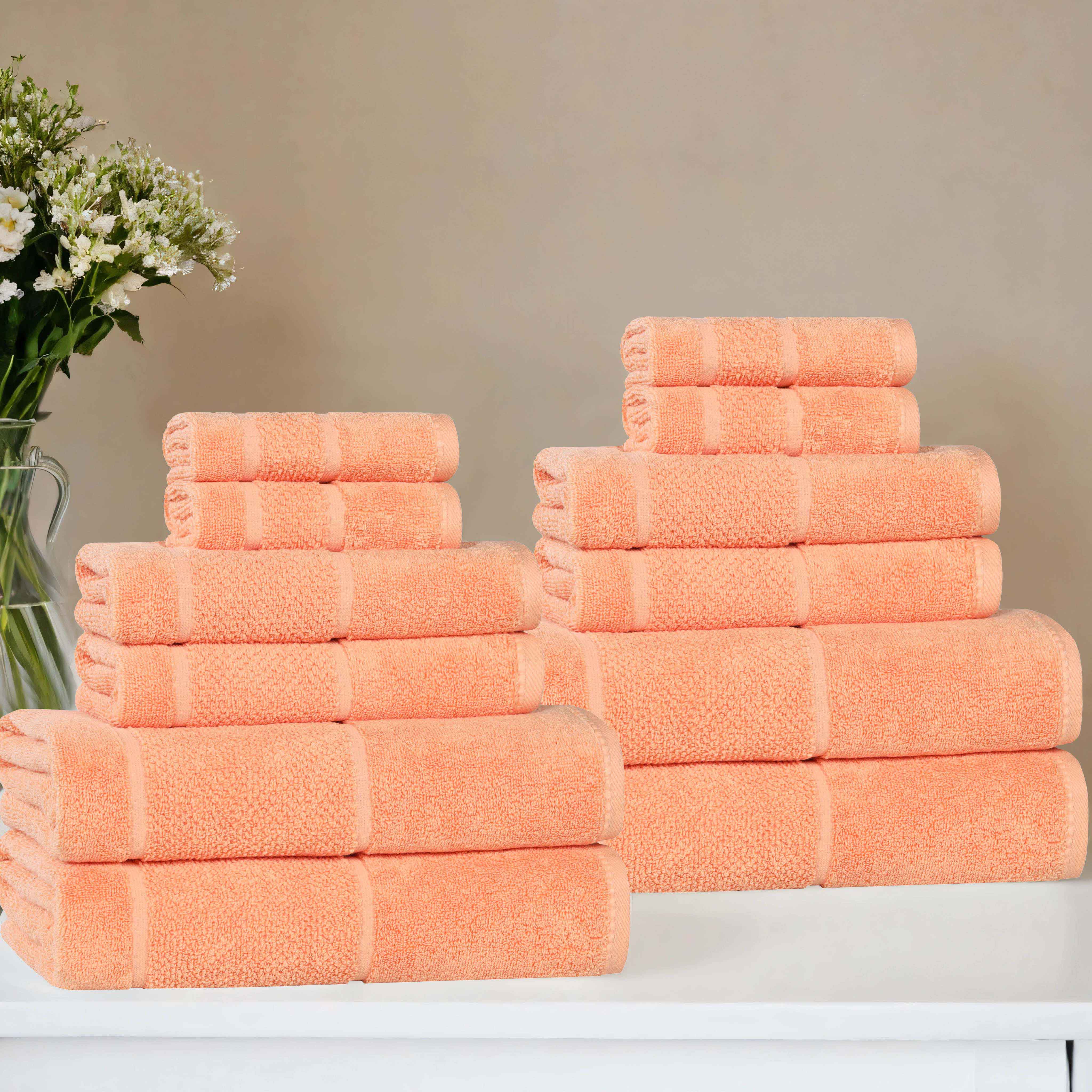 Mile Smart Twist Viscose Cotton Blend Solid 12 Piece Towel Set - Towel Set by Superior Brand
