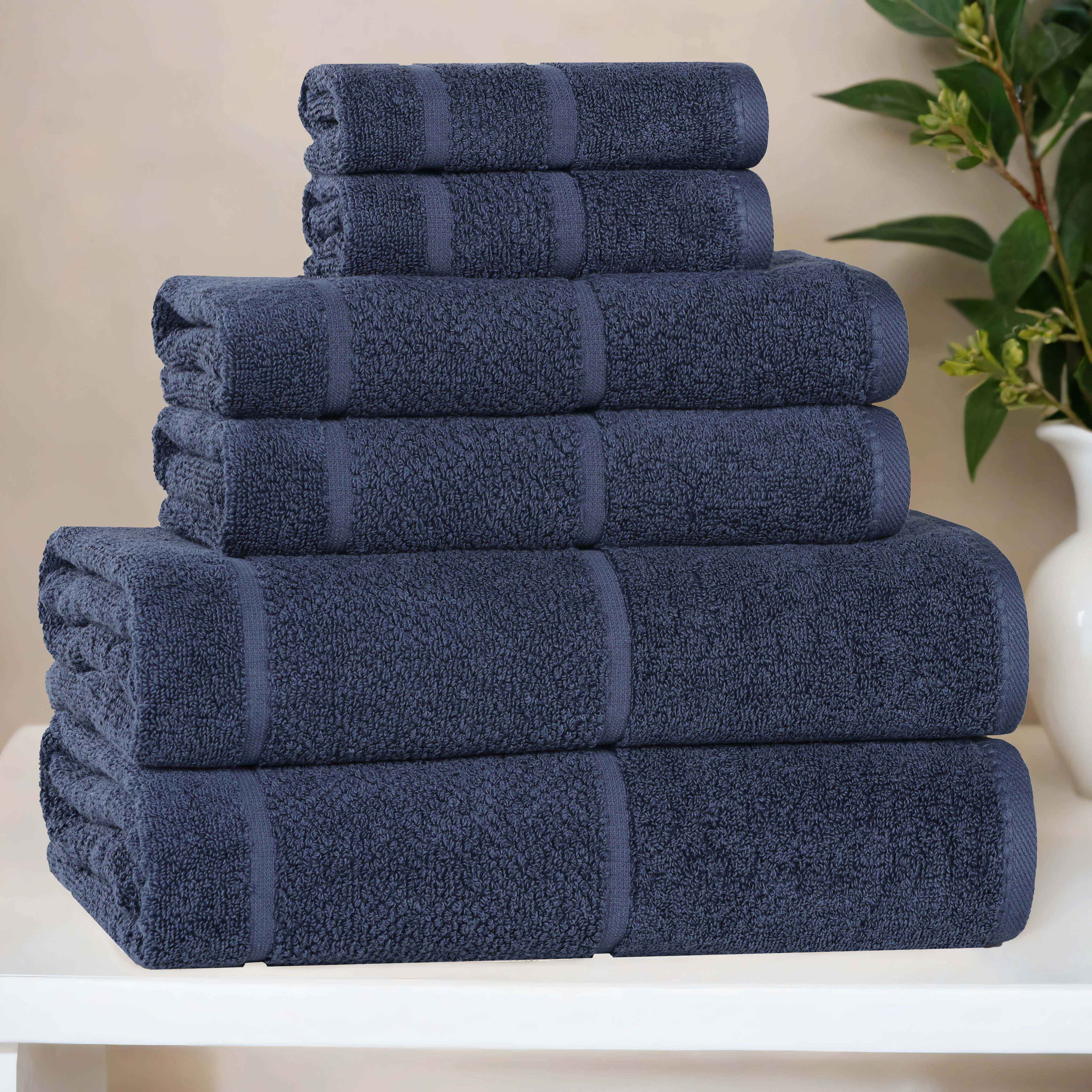 Mile Smart Twist Viscose Cotton Blend Solid 6 Piece Towel Set - Towel Set by Superior Brand
