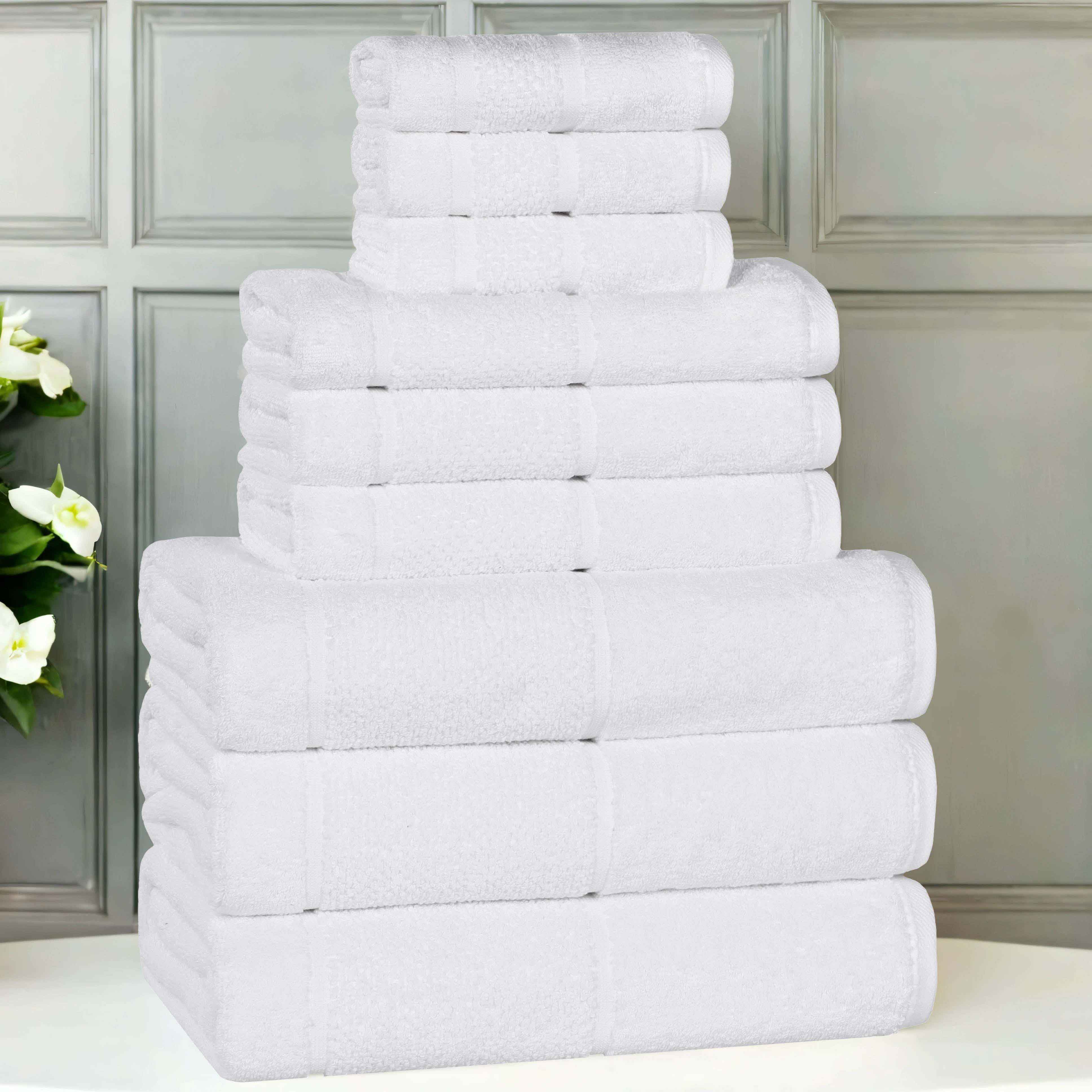 Mile Smart Twist Viscose Cotton Blend Solid 9 Piece Towel Set - Towel Set by Superior Brand