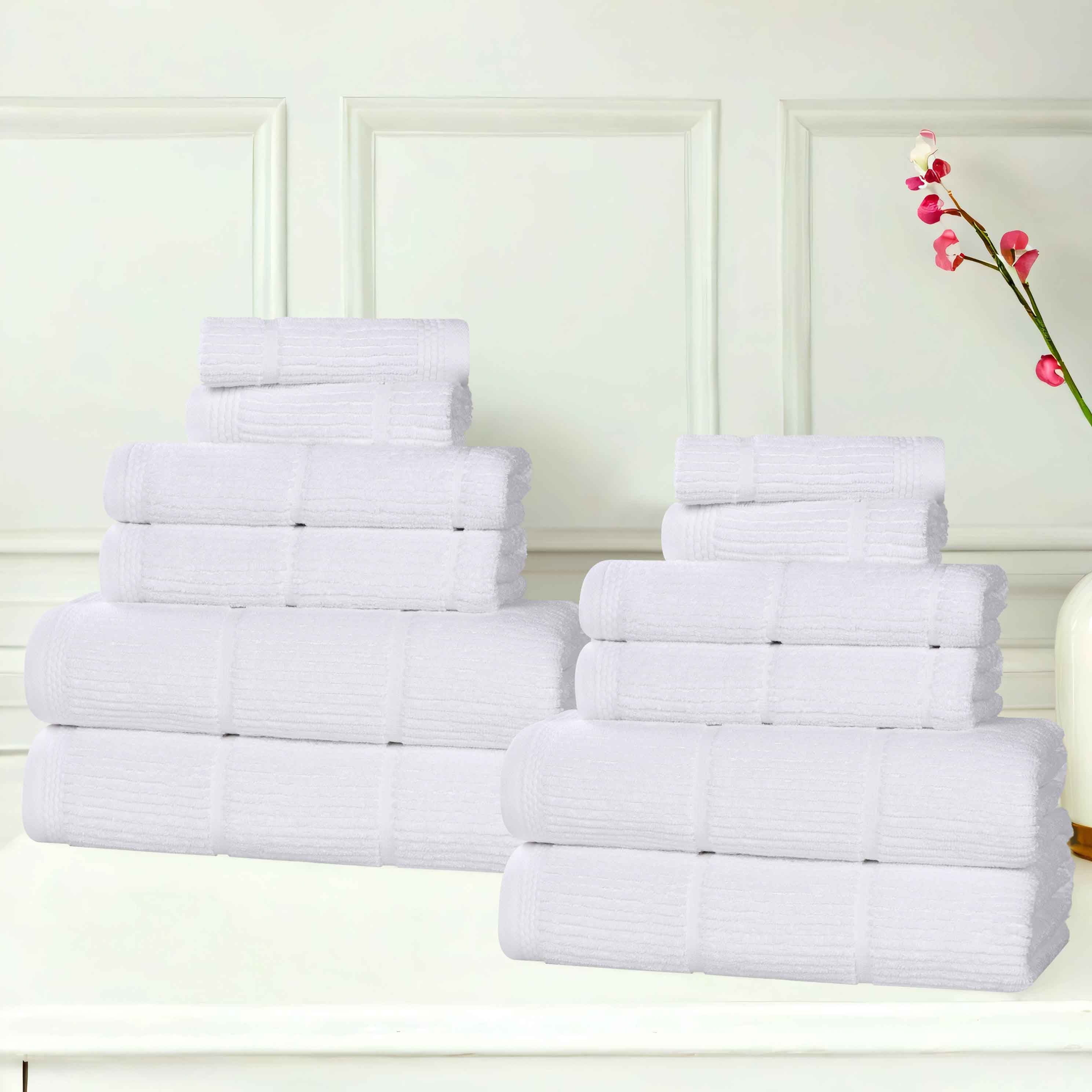 Milo Smart Twist Viscose Cotton Blend Solid Ribbed 12 Piece Towel Set - Towel Set by Superior Brand