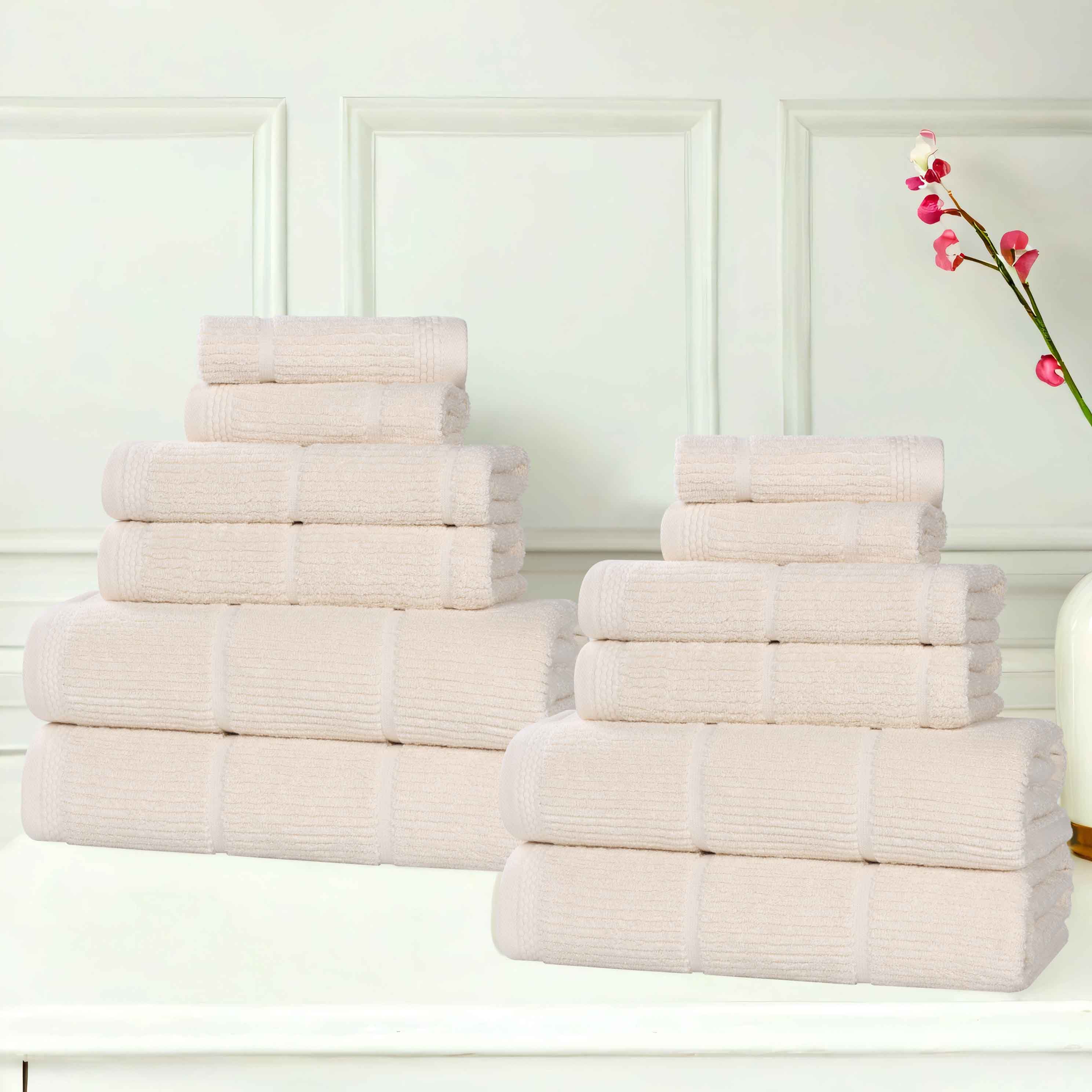 Milo Smart Twist Viscose Cotton Blend Solid Ribbed 12 Piece Towel Set - Towel Set by Superior Brand