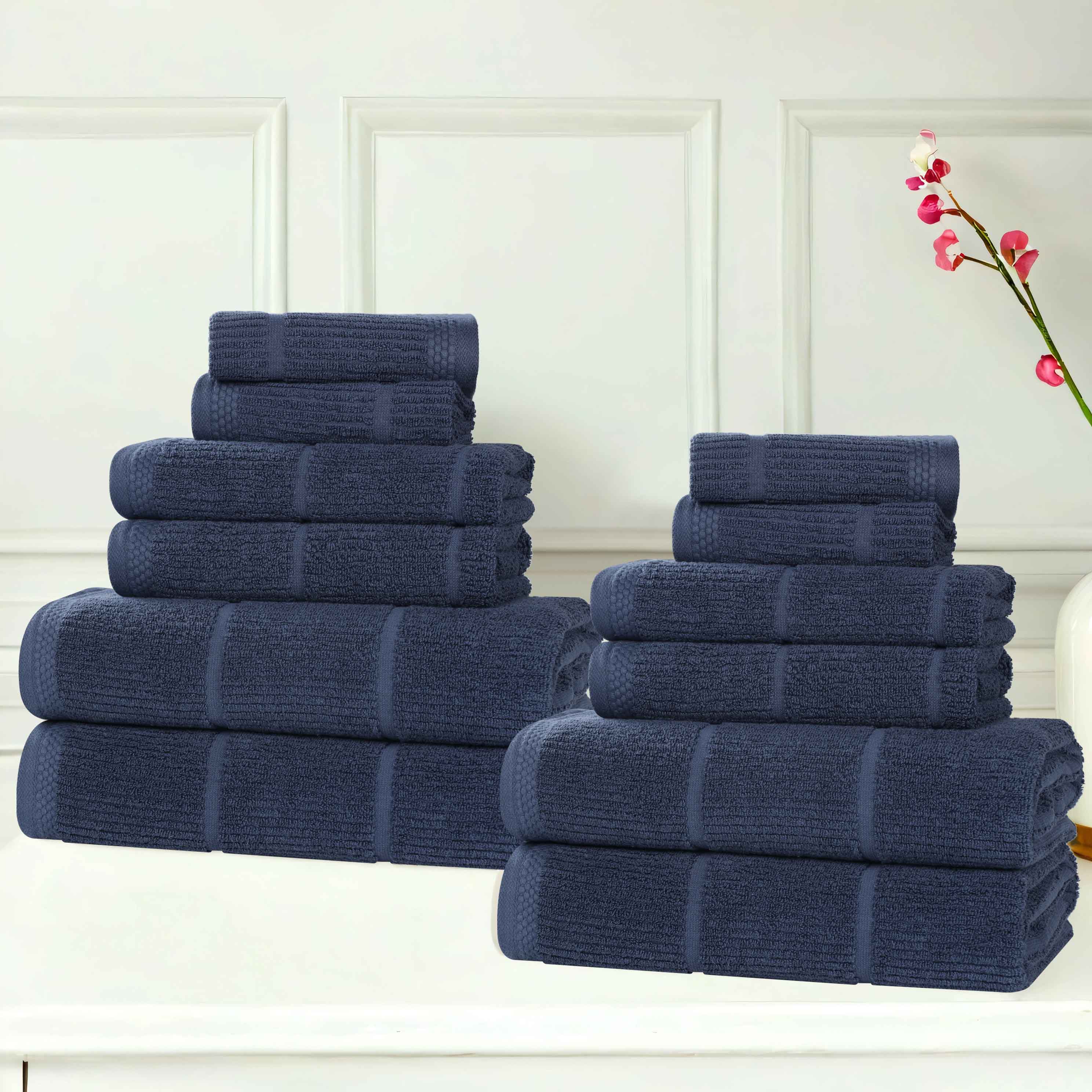 Milo Smart Twist Viscose Cotton Blend Solid Ribbed 12 Piece Towel Set - Towel Set by Superior Brand