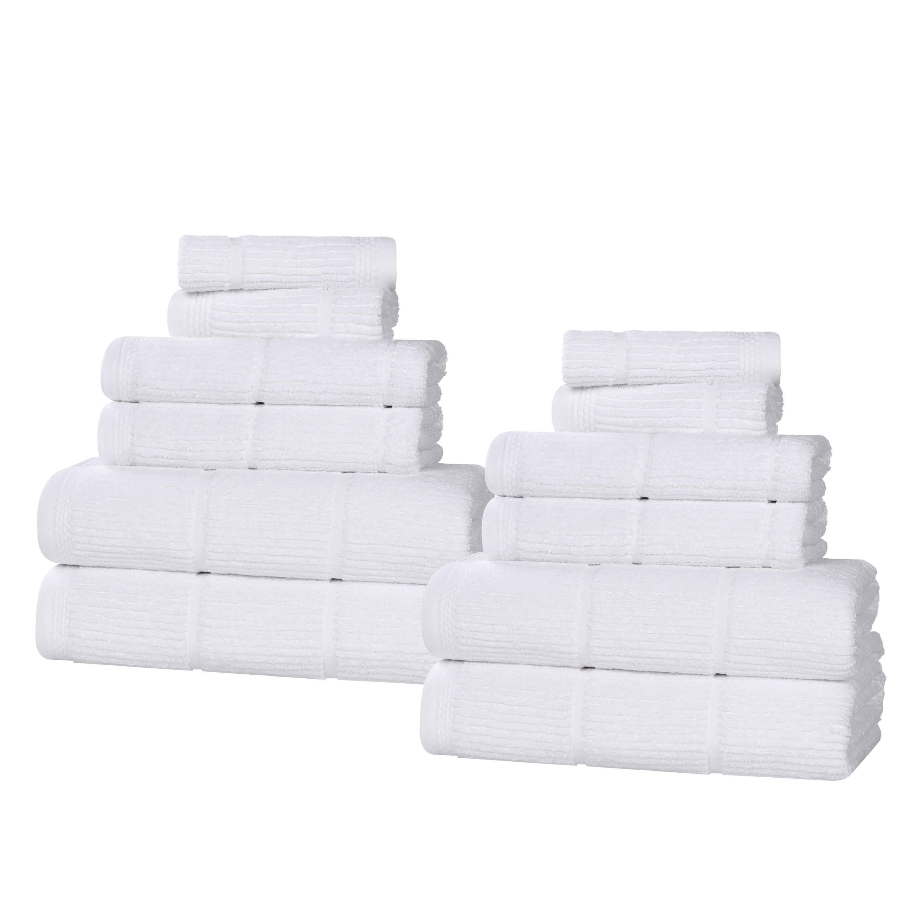 Milo Smart Twist Viscose Cotton Blend Solid Ribbed 12 Piece Towel Set - Towel Set by Superior Brand