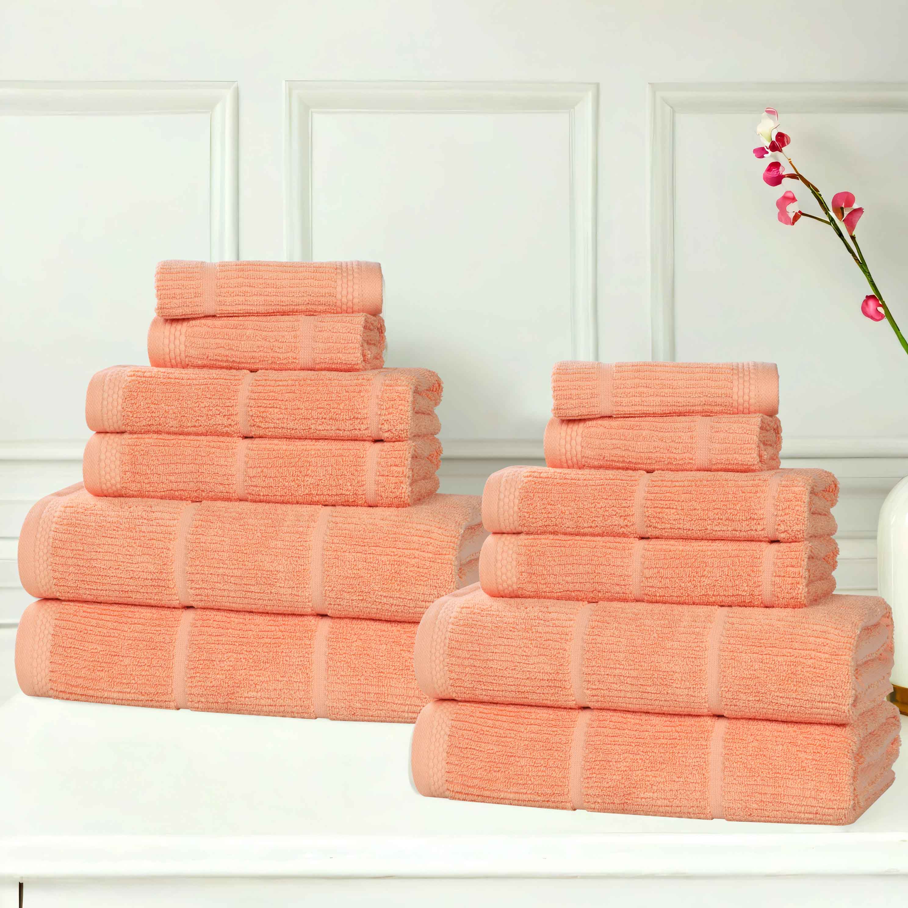 Milo Smart Twist Viscose Cotton Blend Solid Ribbed 12 Piece Towel Set - Towel Set by Superior Brand