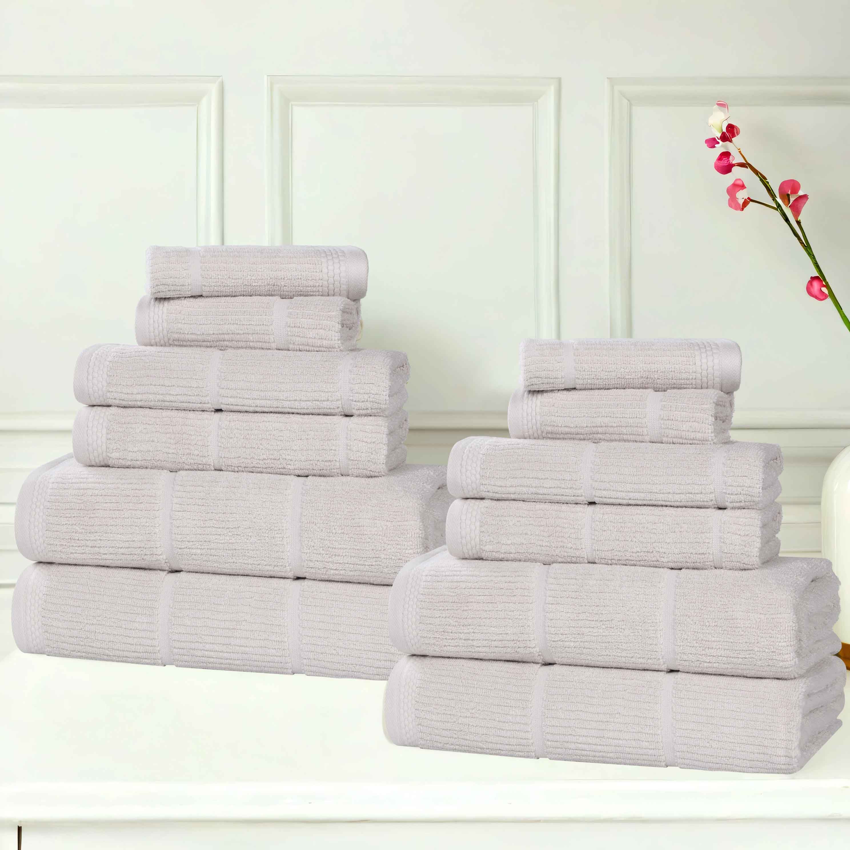 Milo Smart Twist Viscose Cotton Blend Solid Ribbed 12 Piece Towel Set - Towel Set by Superior Brand