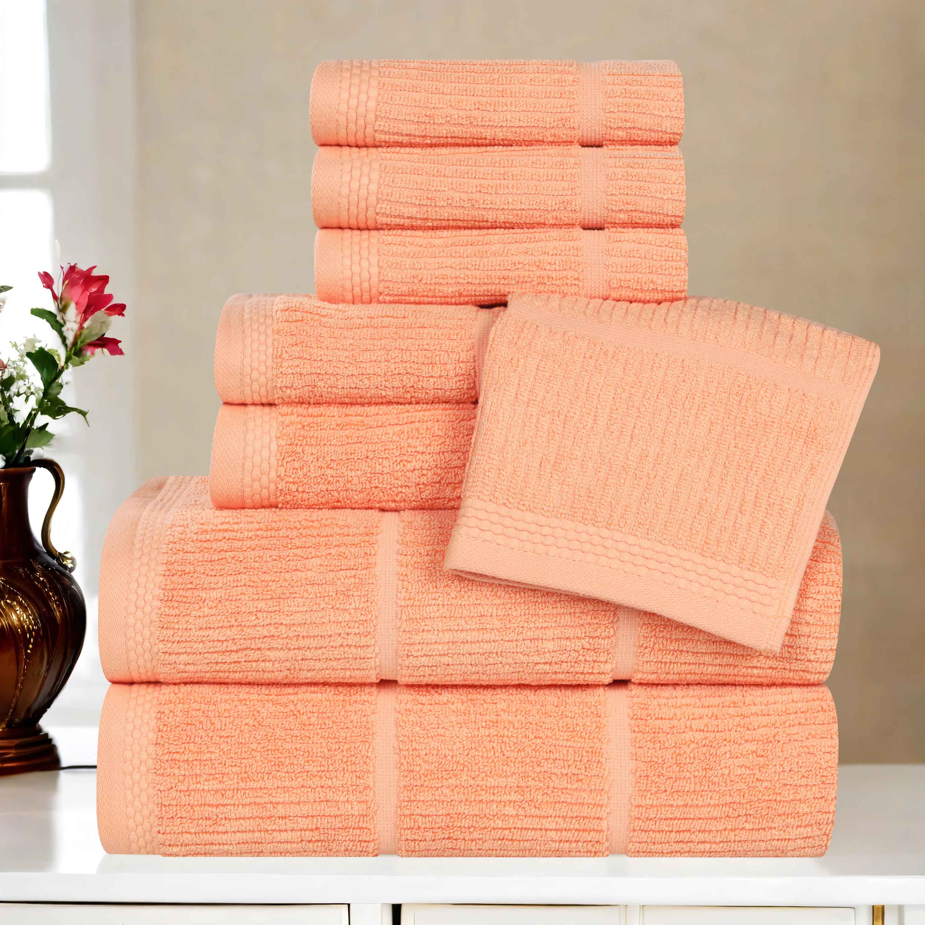 Milo Smart Twist Viscose Cotton Blend Solid Ribbed 8 Piece Towel Set - Towel Set by Superior Brand