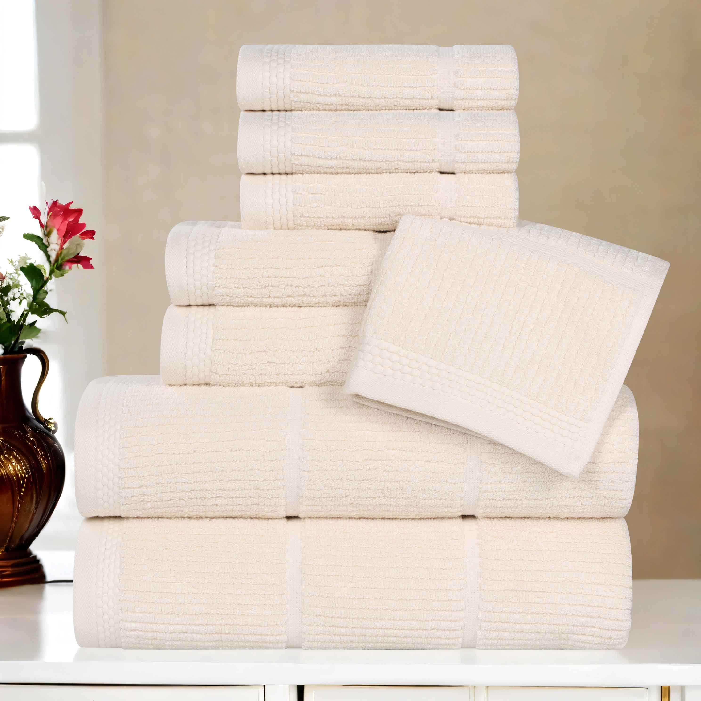 Milo Smart Twist Viscose Cotton Blend Solid Ribbed 8 Piece Towel Set - Towel Set by Superior Brand