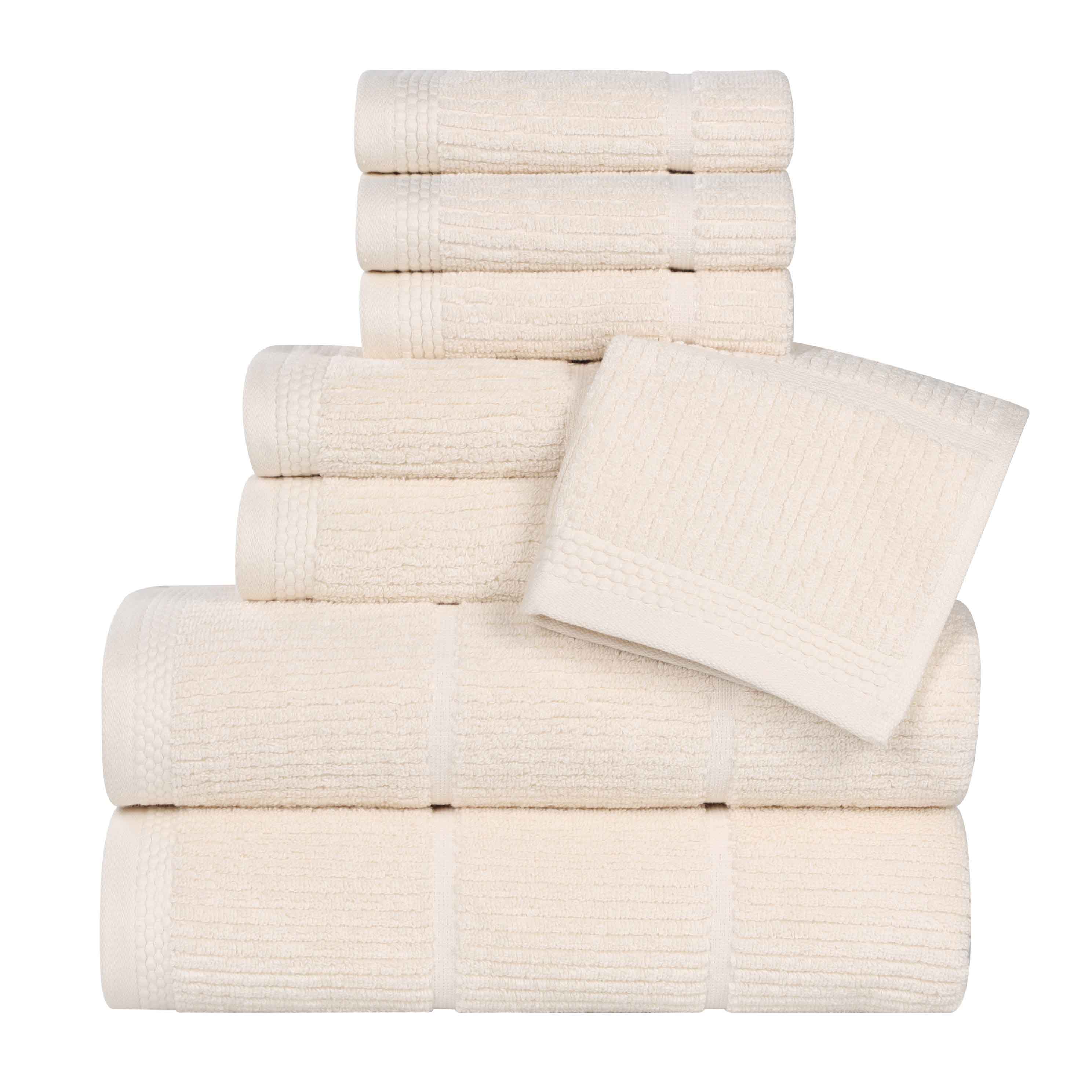Milo Smart Twist Viscose Cotton Blend Solid Ribbed 8 Piece Towel Set - Towel Set by Superior Brand