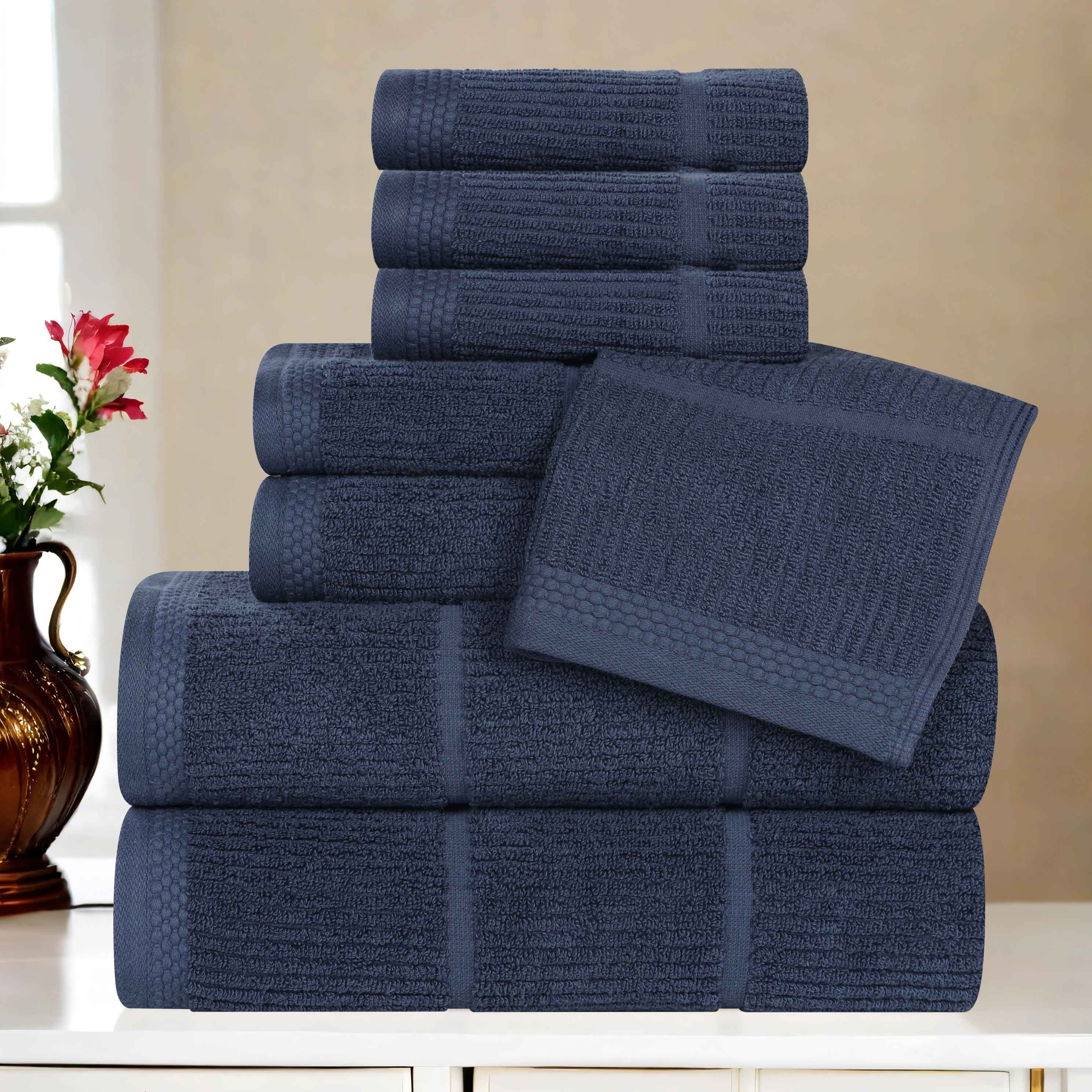 Milo Smart Twist Viscose Cotton Blend Solid Ribbed 8 Piece Towel Set - Towel Set by Superior Brand