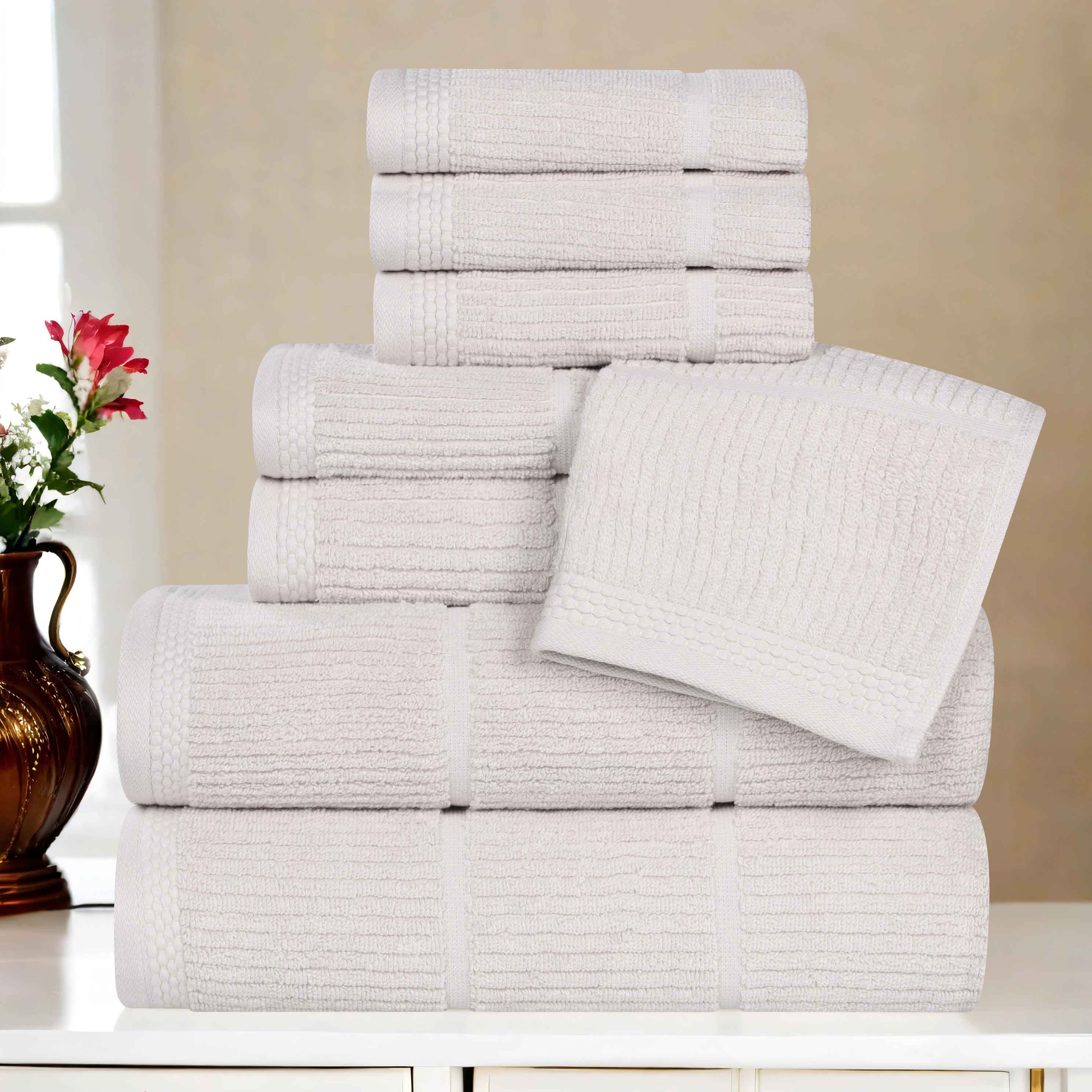 Milo Smart Twist Viscose Cotton Blend Solid Ribbed 8 Piece Towel Set - Towel Set by Superior Brand