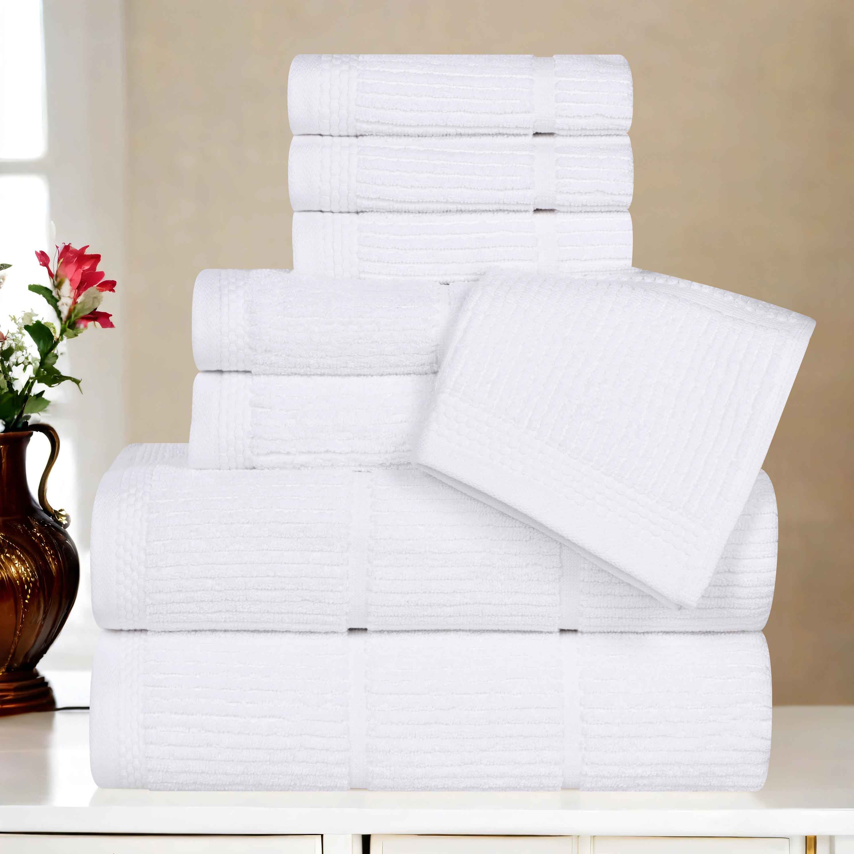 Milo Smart Twist Viscose Cotton Blend Solid Ribbed 8 Piece Towel Set - Towel Set by Superior Brand