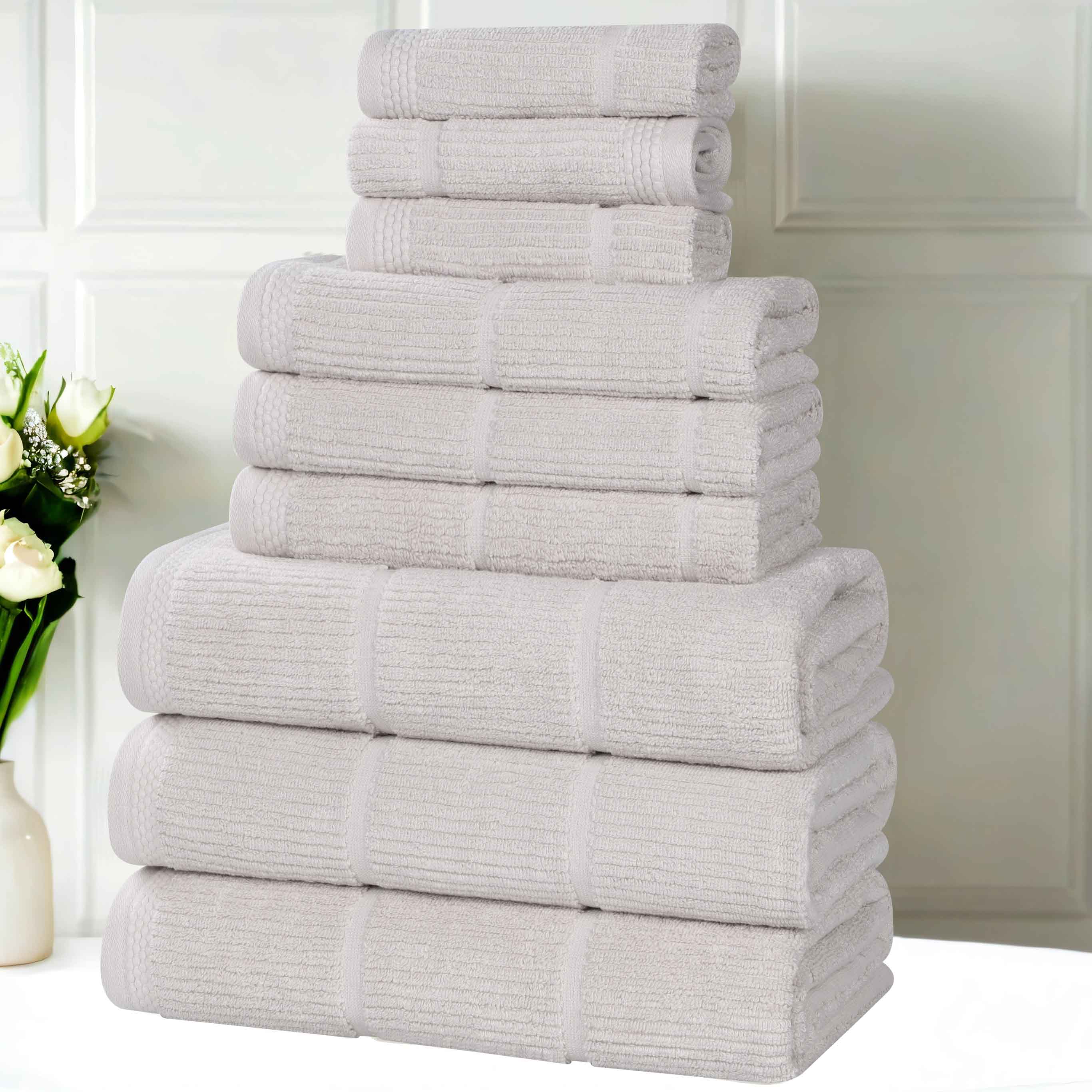 Milo Smart Twist Viscose Cotton Blend Solid Ribbed 9 Piece Towel Set - Towel Set by Superior Brand