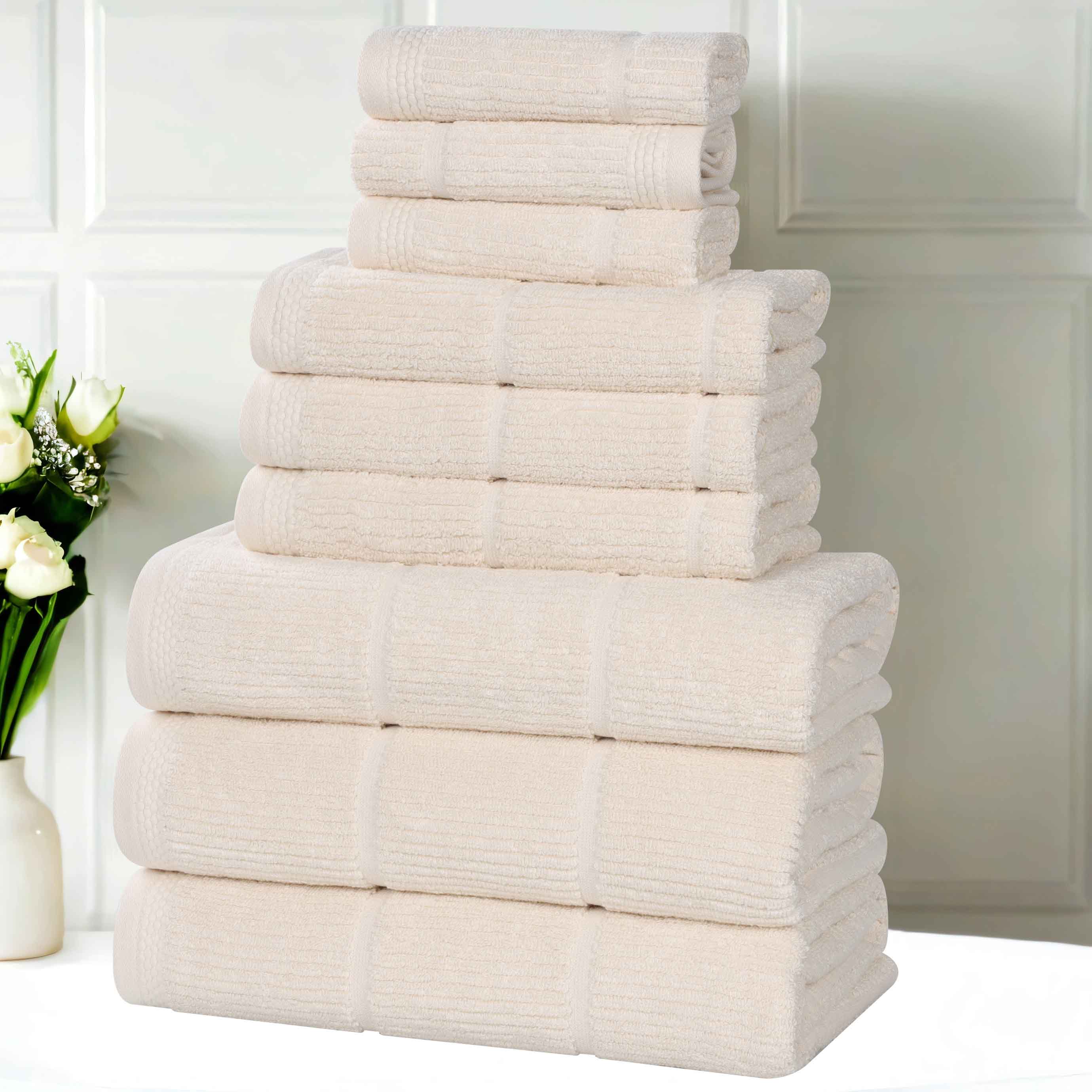 Milo Smart Twist Viscose Cotton Blend Solid Ribbed 9 Piece Towel Set - Towel Set by Superior Brand