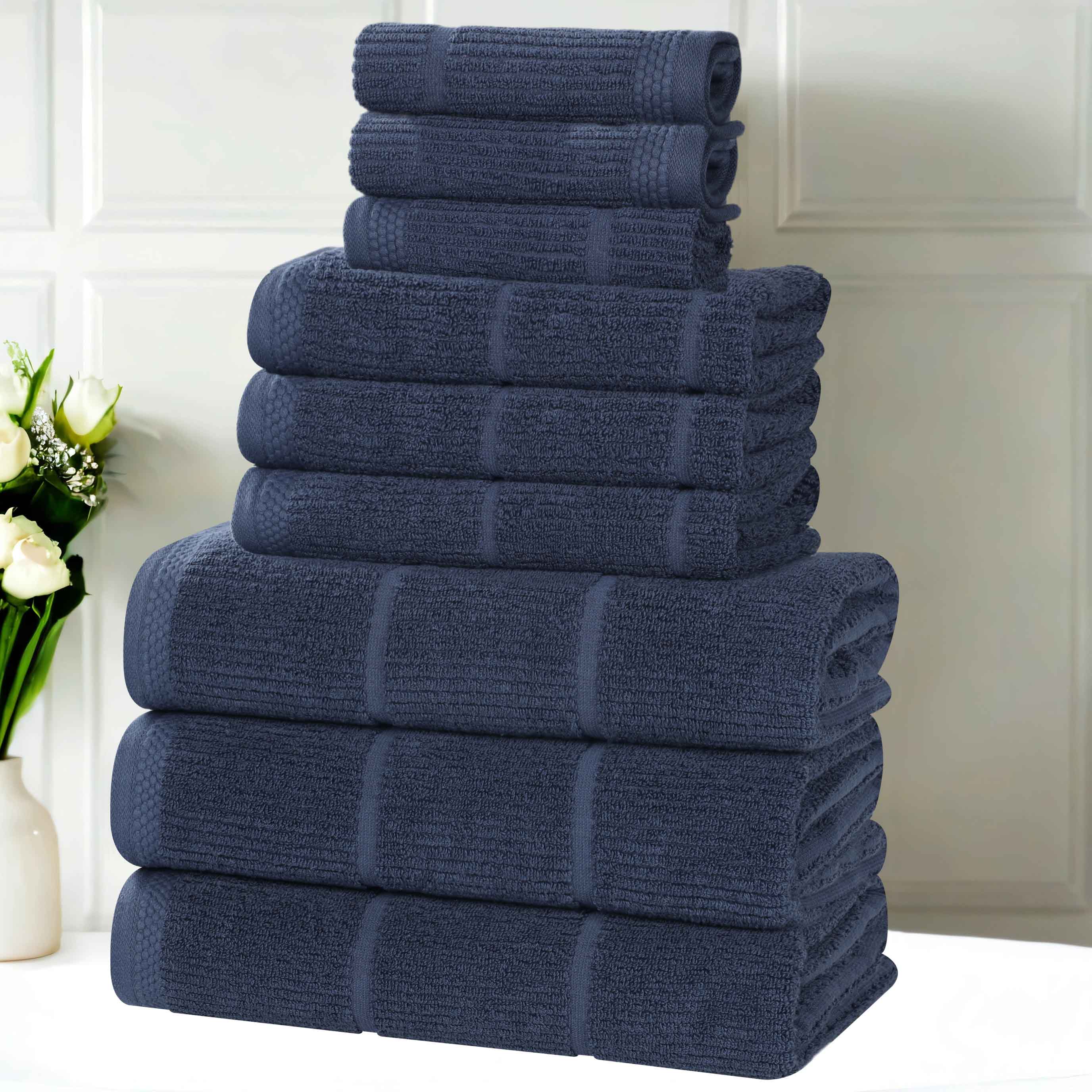 Milo Smart Twist Viscose Cotton Blend Solid Ribbed 9 Piece Towel Set - Towel Set by Superior Brand