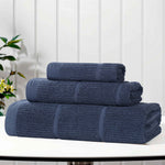 Milo Smart Twist Viscose Cotton Blend Solid Ribbed 3 Piece Towel Set - Towel Set by Superior Brand