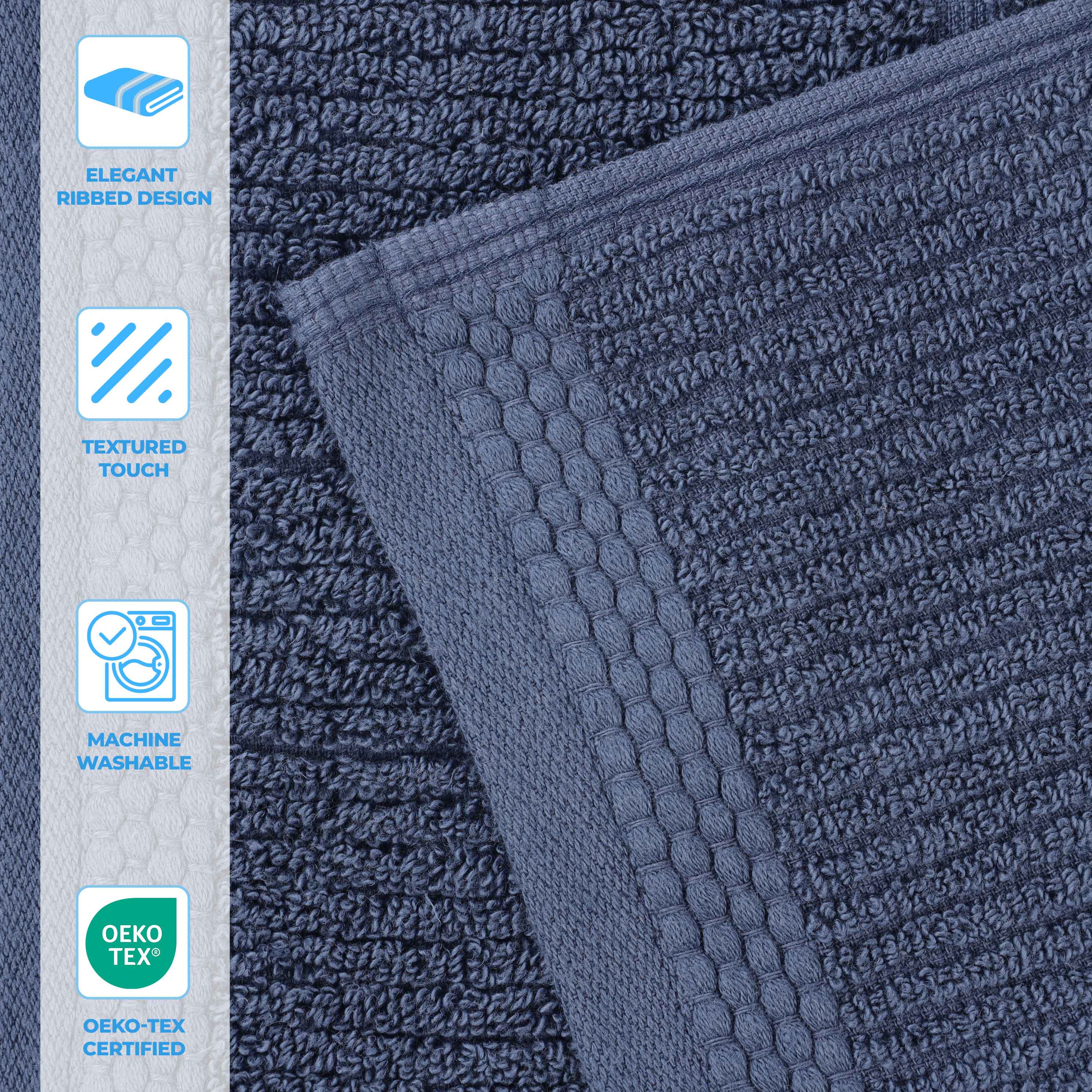 Milo Smart Twist Viscose Cotton Blend Solid Ribbed 3 Piece Towel Set - Towel Set by Superior Brand