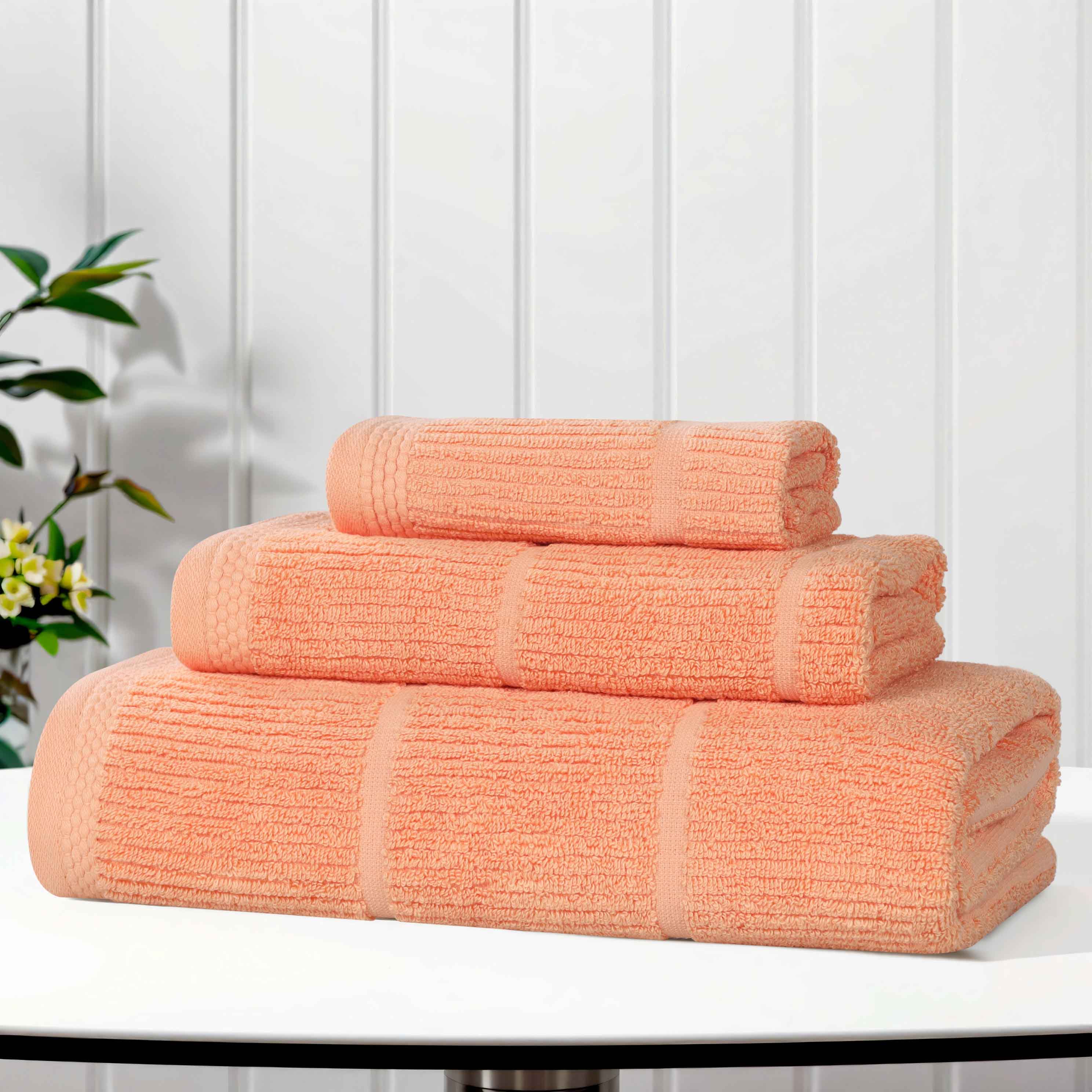 Milo Smart Twist Viscose Cotton Blend Solid Ribbed 3 Piece Towel Set - Towel Set by Superior Brand