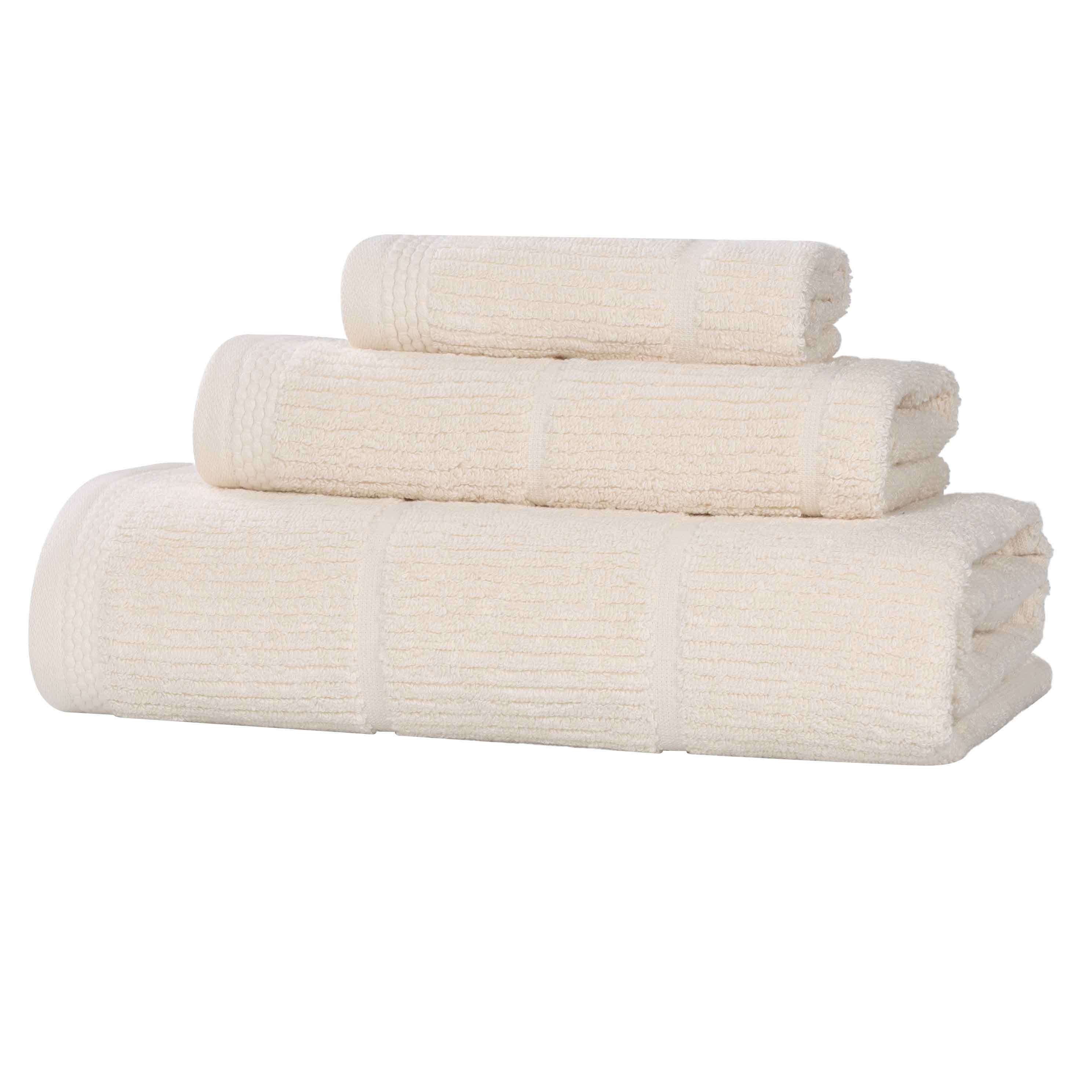 Milo Smart Twist Viscose Cotton Blend Solid Ribbed 3 Piece Towel Set - Towel Set by Superior Brand