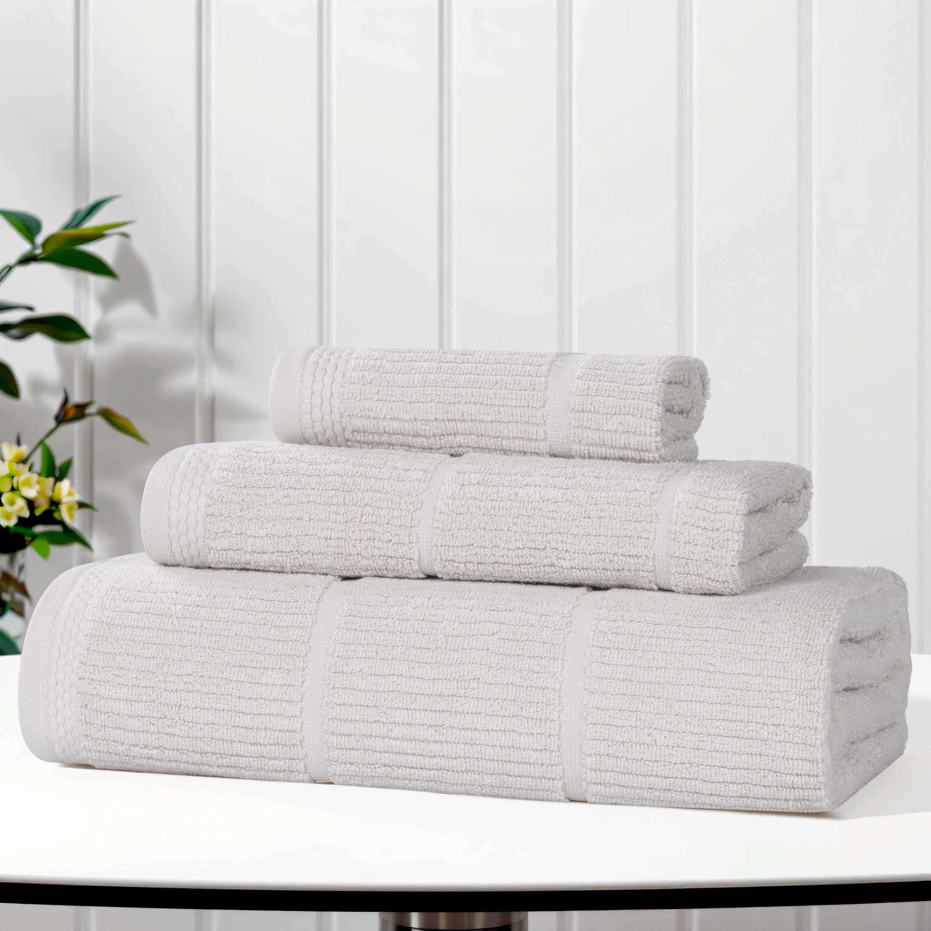 Milo Smart Twist Viscose Cotton Blend Solid Ribbed 3 Piece Towel Set - Towel Set by Superior Brand