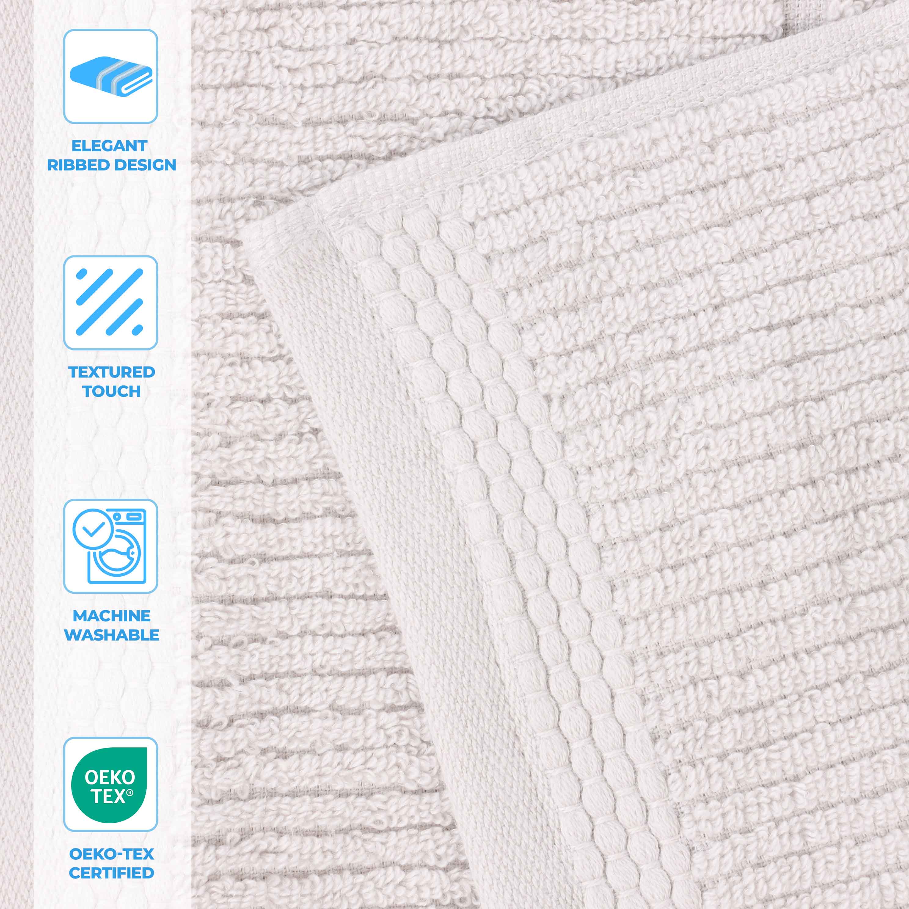 Milo Smart Twist Viscose Cotton Blend Solid Ribbed 3 Piece Towel Set - Towel Set by Superior Brand