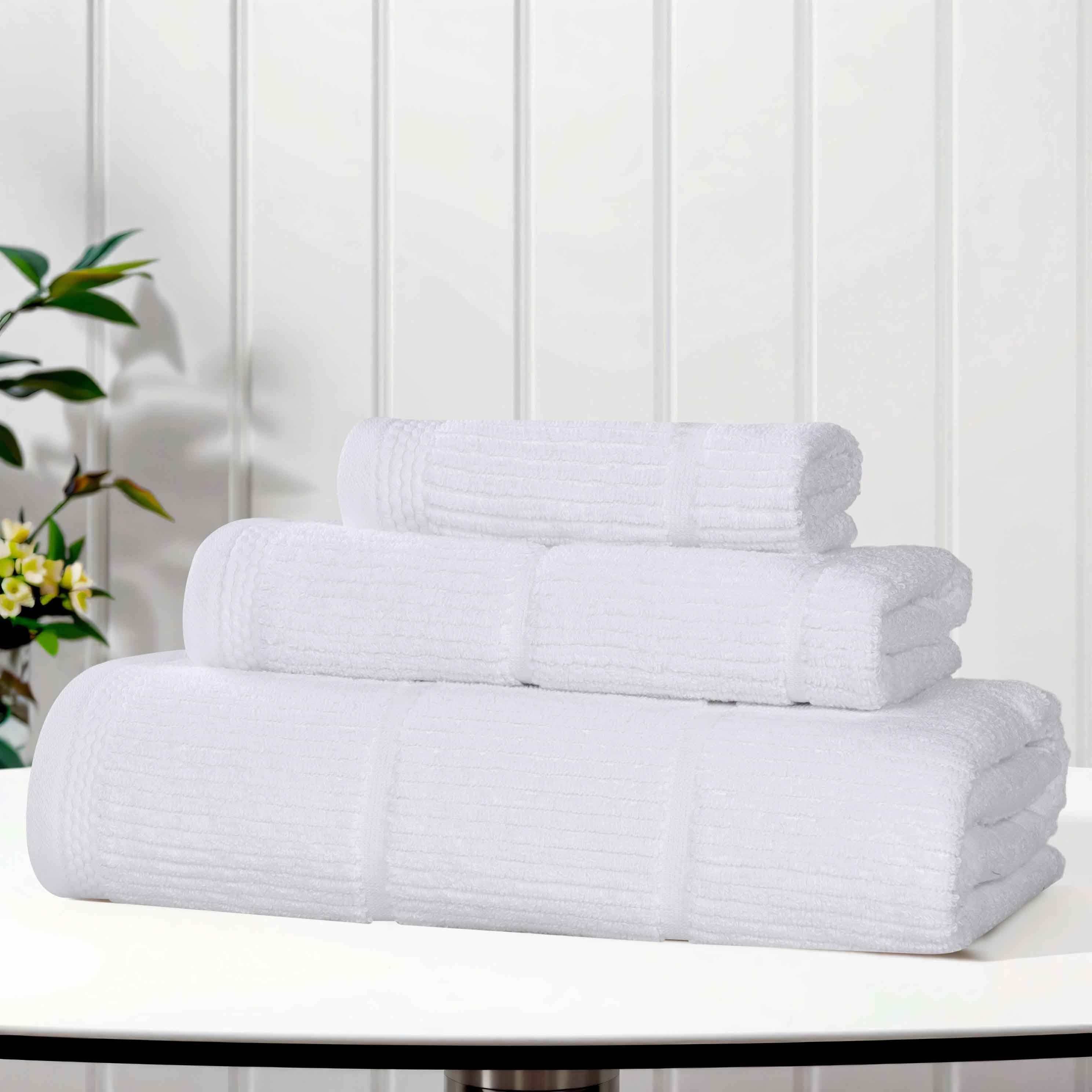Milo Smart Twist Viscose Cotton Blend Solid Ribbed 3 Piece Towel Set - Towel Set by Superior Brand