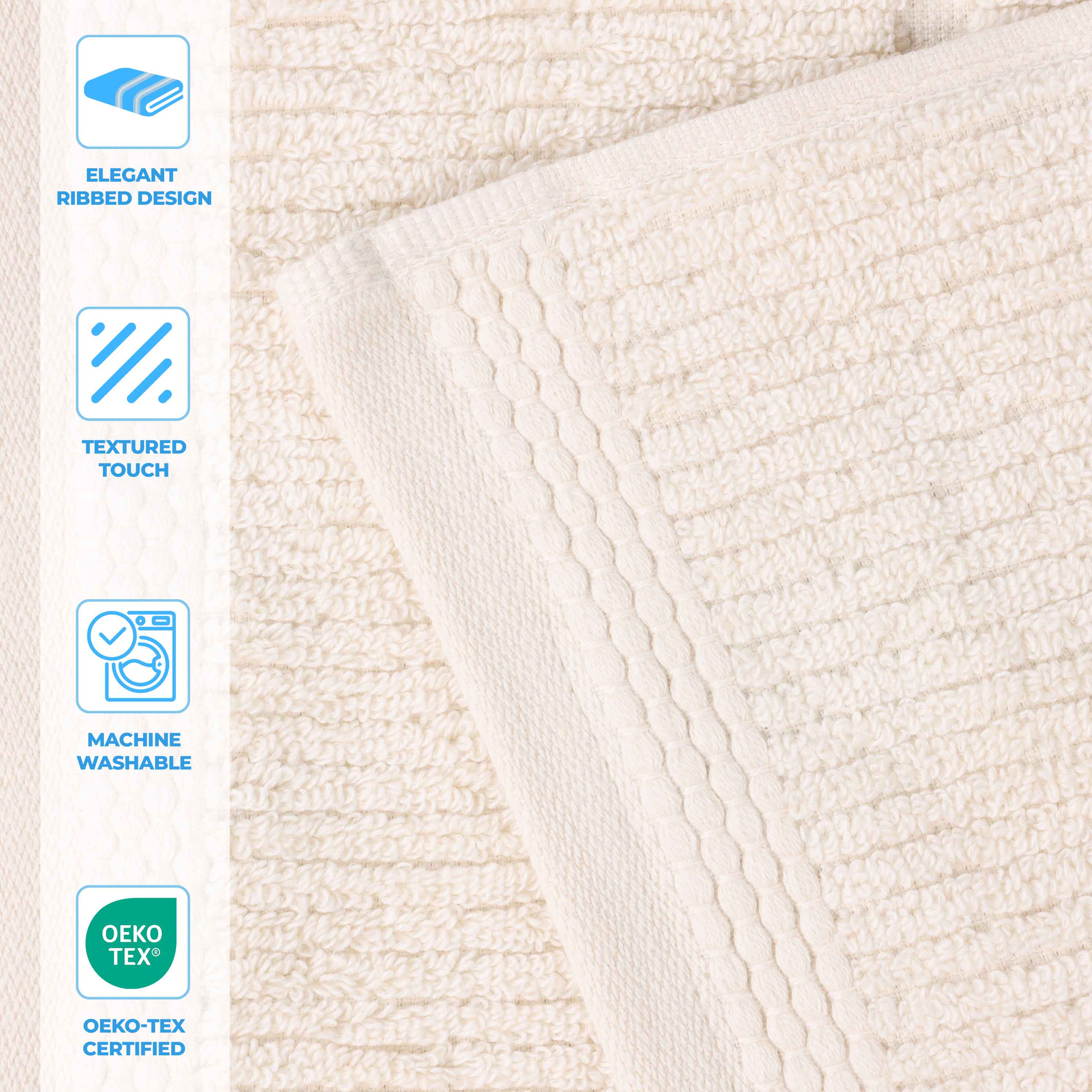Milo Smart Twist Viscose Cotton Blend Solid Ribbed 3 Piece Towel Set - Towel Set by Superior Brand