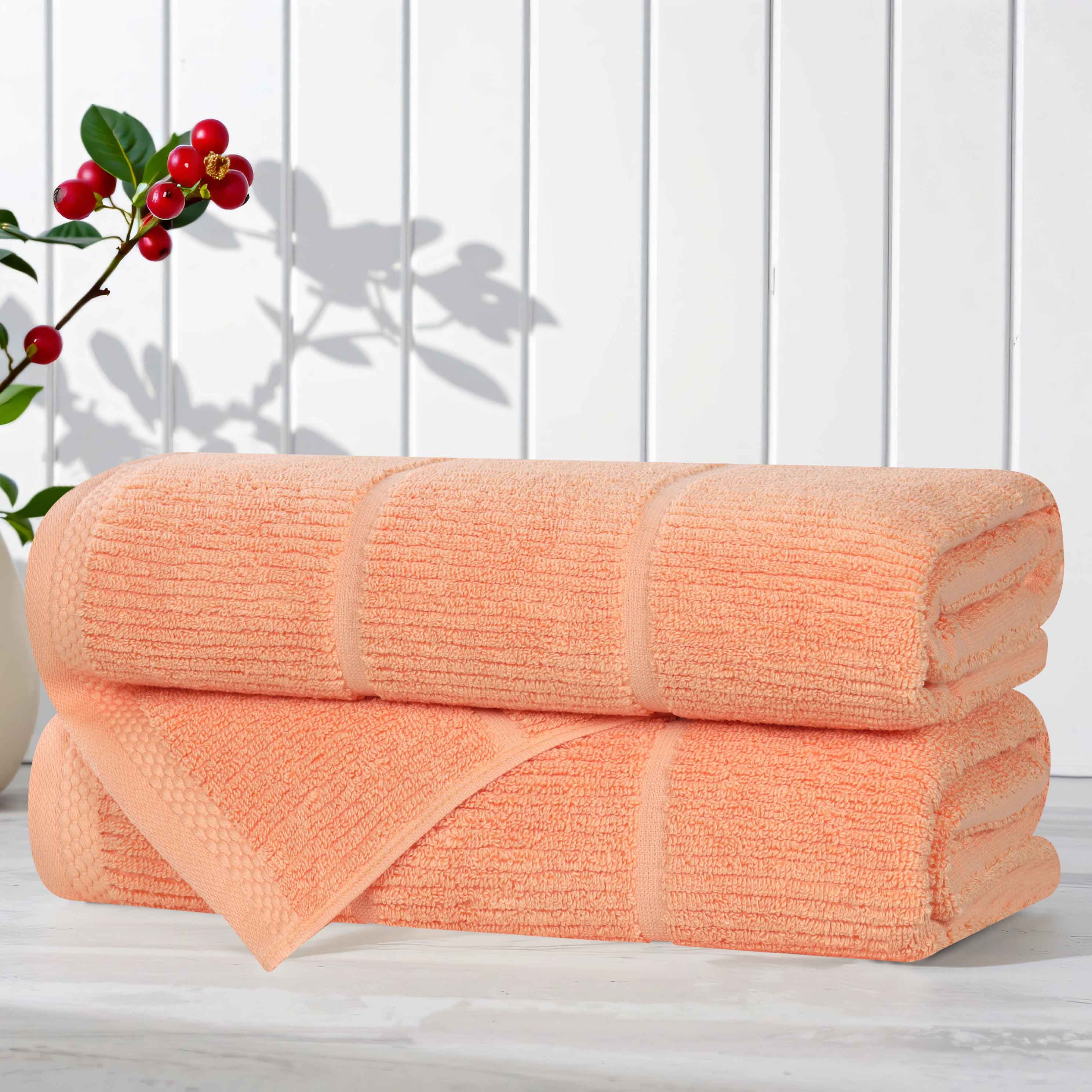 Viscose Cotton Blend Ribbed Bath Towel Set of 2 - Bath Towel by Superior Brand
