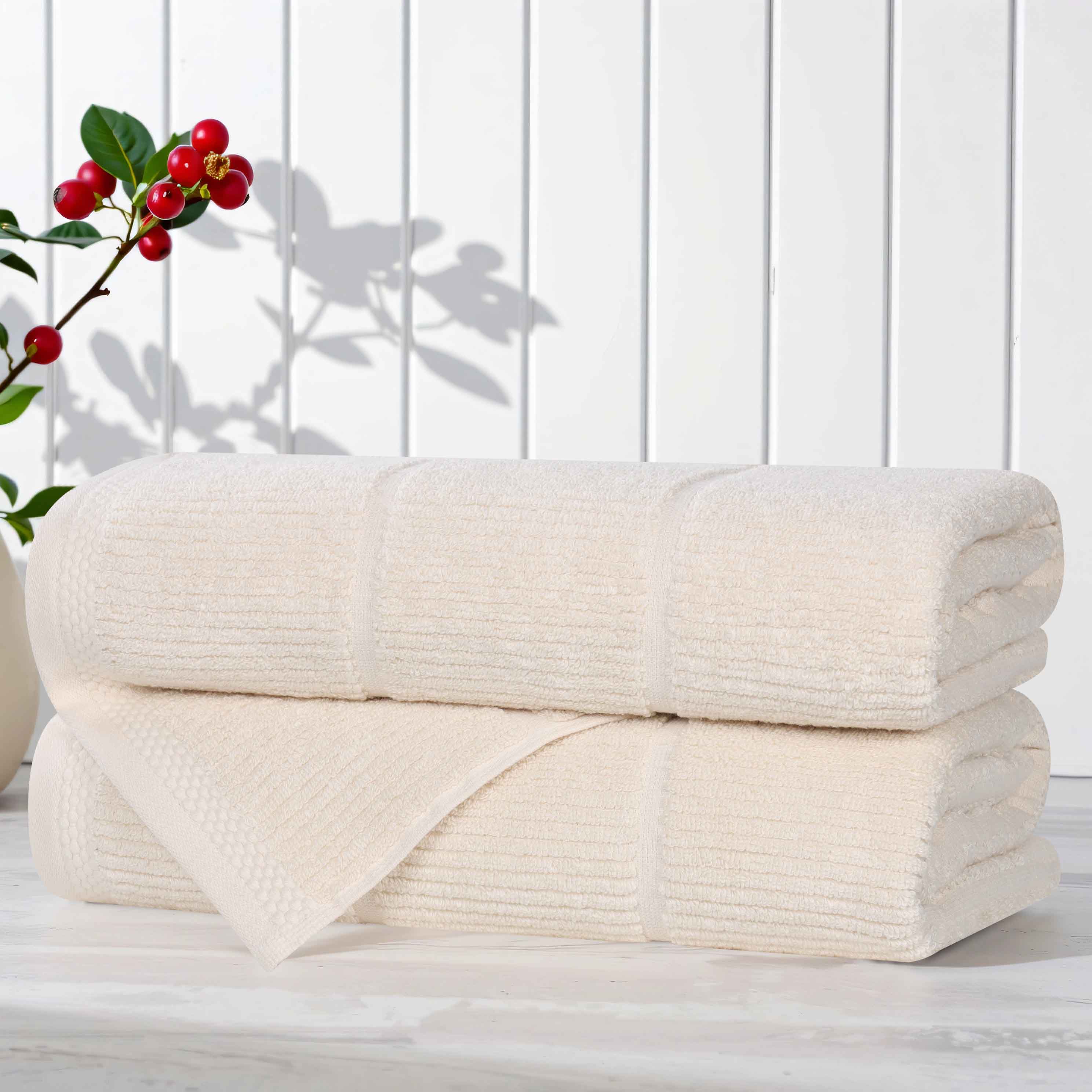 Viscose Cotton Blend Ribbed Bath Towel Set of 2 - Bath Towel by Superior Brand