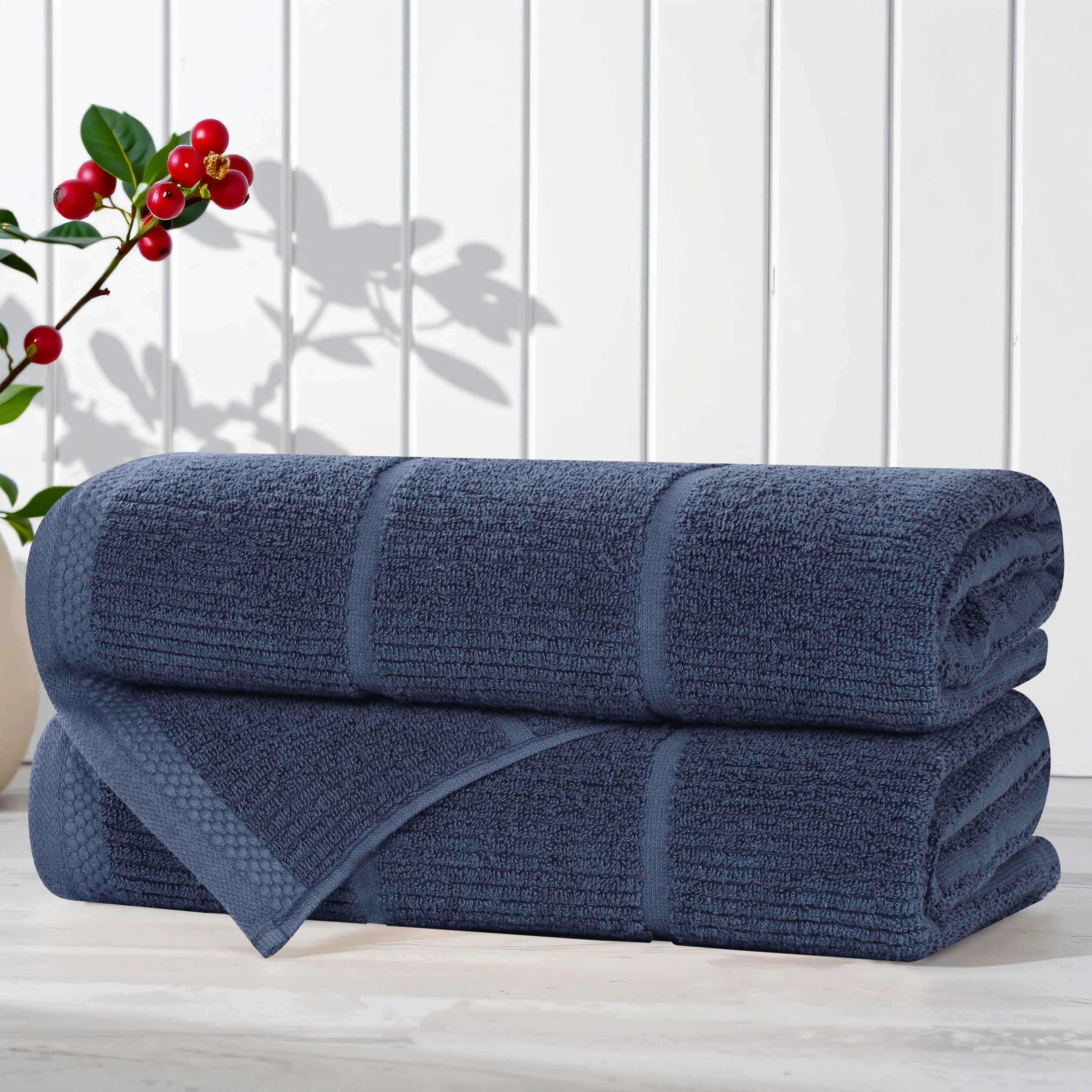 Viscose Cotton Blend Ribbed Bath Towel Set of 2 - Bath Towel by Superior Brand