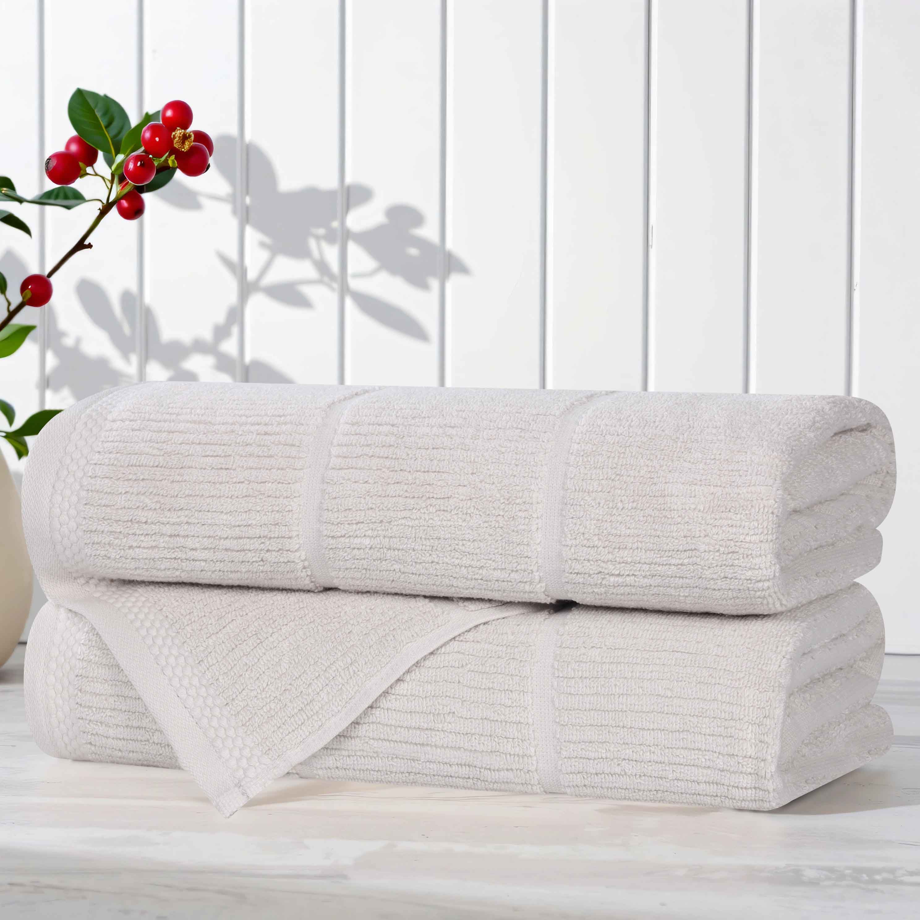 Viscose Cotton Blend Ribbed Bath Towel Set of 2 - Bath Towel by Superior Brand