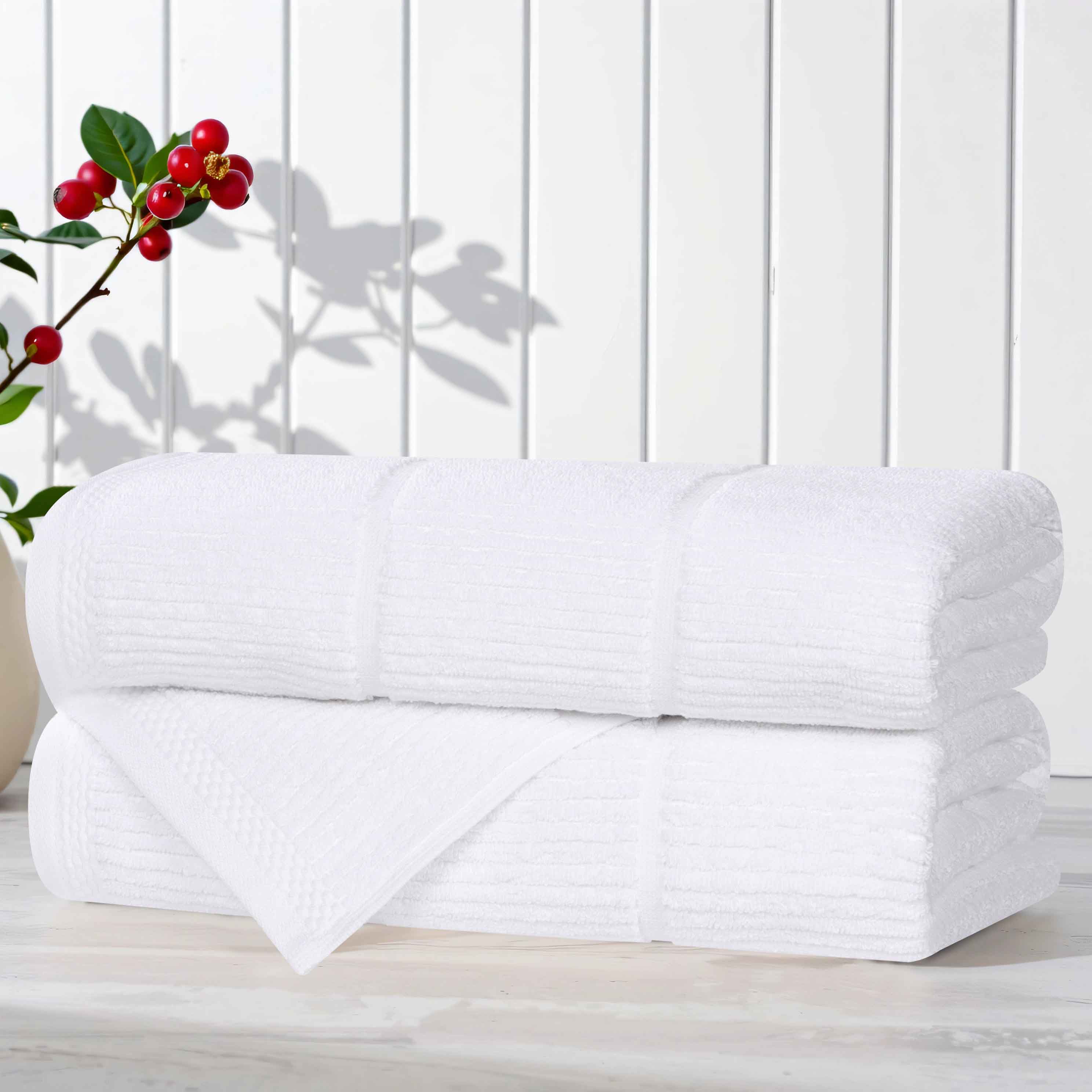 Viscose Cotton Blend Ribbed Bath Towel Set of 2 - Bath Towel by Superior Brand