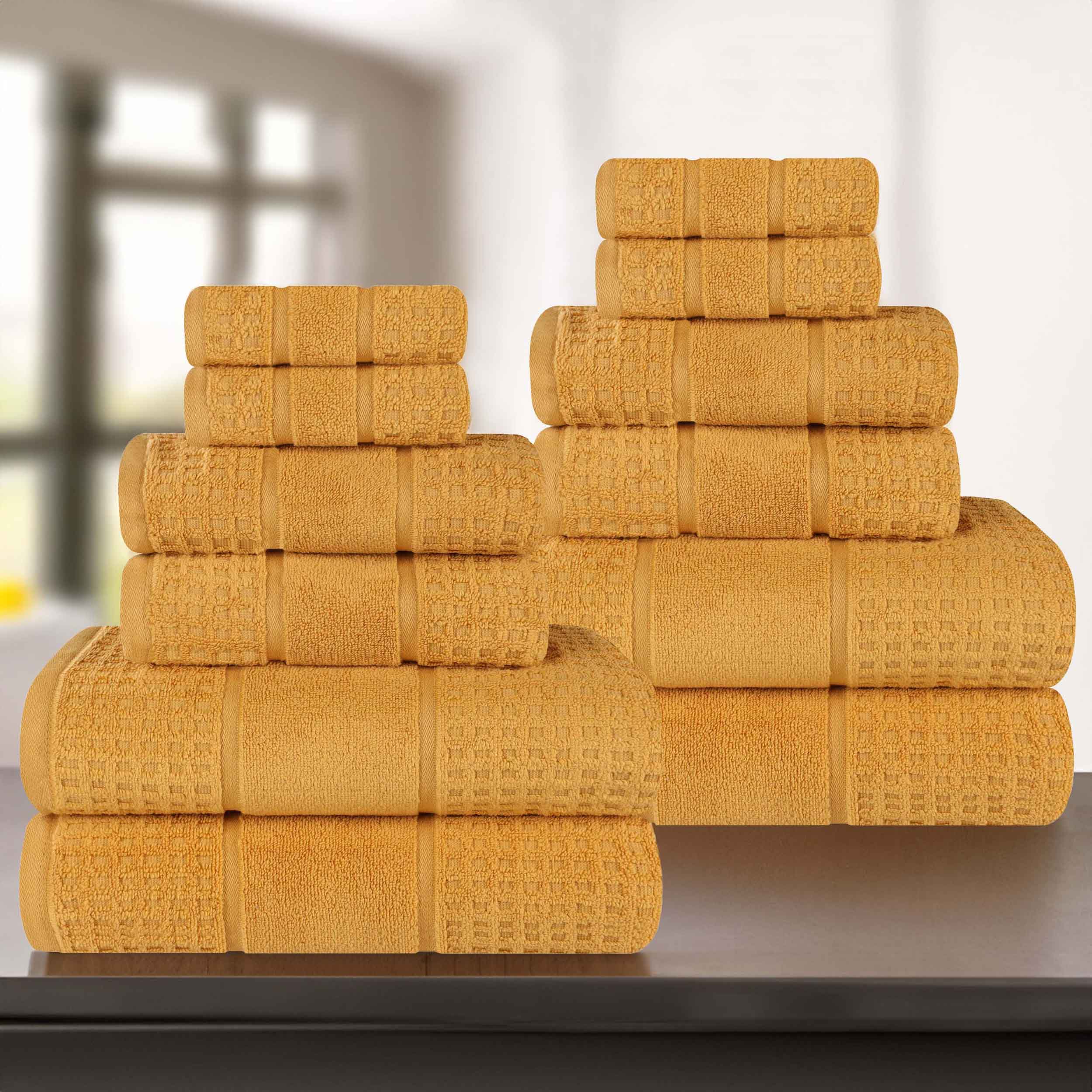 Napa Zero Twist Cotton Solid Waffle Honeycomb 12 Piece Towel Set - Towel Set by Superior Brand