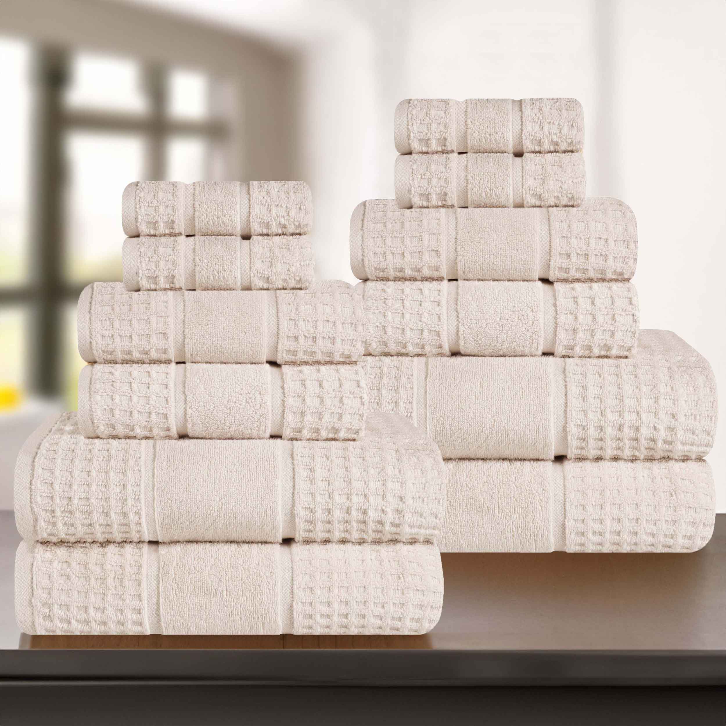 Napa Zero Twist Cotton Solid Waffle Honeycomb 12 Piece Towel Set - Towel Set by Superior Brand