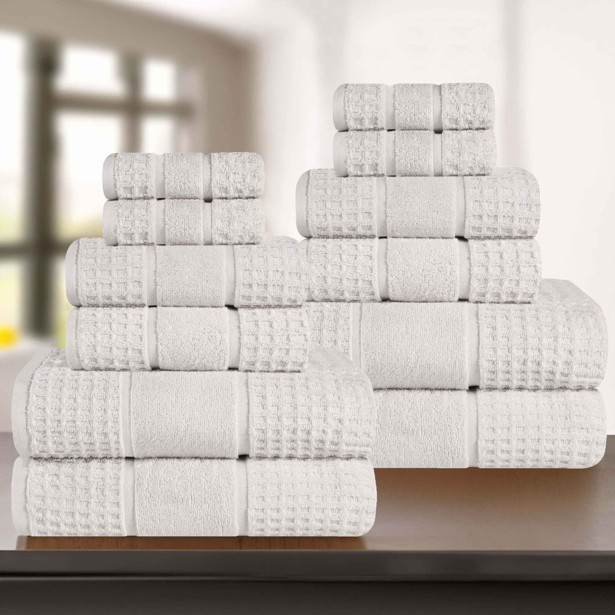 Napa Zero Twist Cotton Solid Waffle Honeycomb 12 Piece Towel Set - Towel Set by Superior Brand