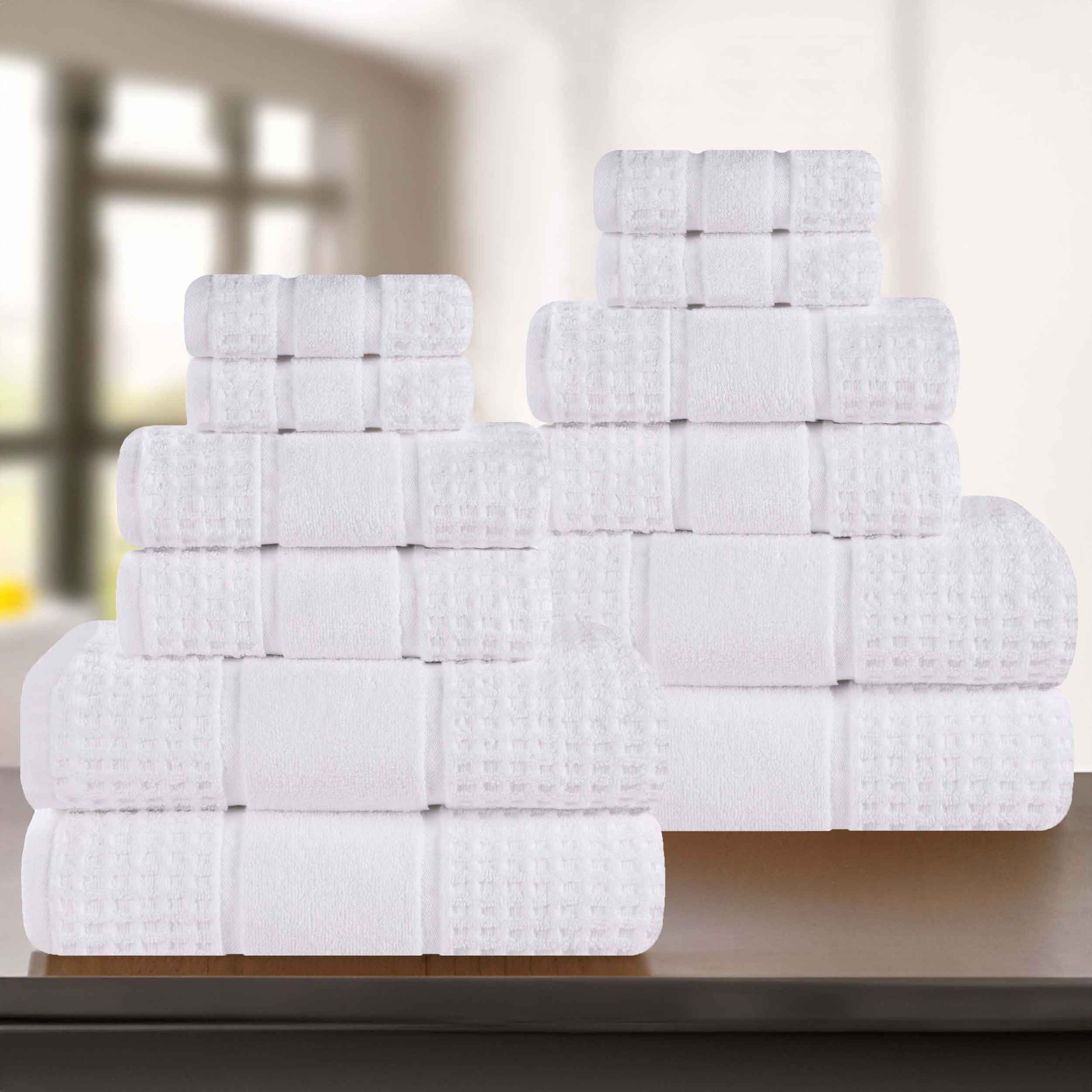 Napa Zero Twist Cotton Solid Waffle Honeycomb 12 Piece Towel Set - Towel Set by Superior Brand