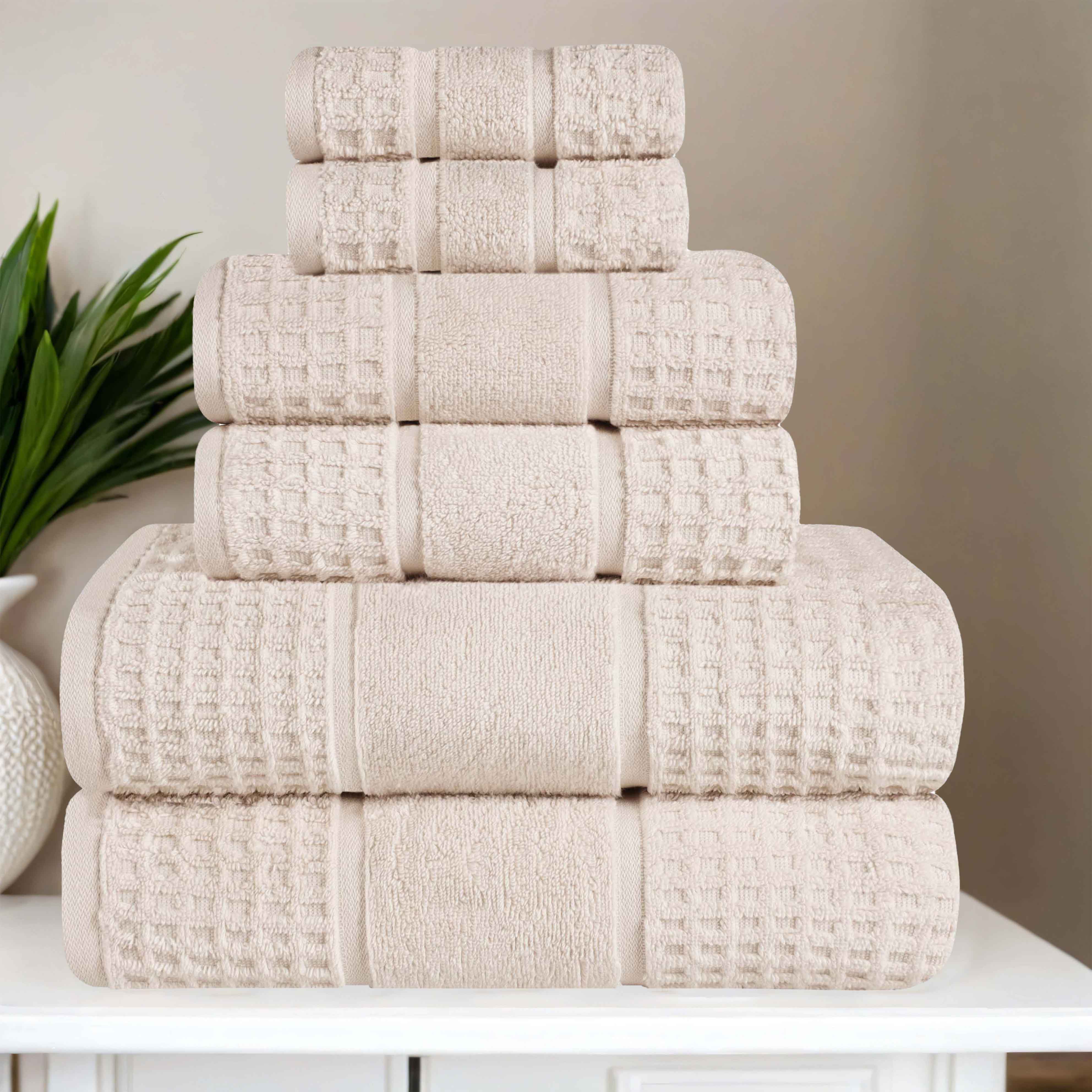 Napa Zero Twist Cotton Solid Waffle Honeycomb 6 Piece Towel Set - Towel Set by Superior Brand