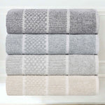 Naples Cotton Blend Textured Checkered and Ribbed 3 Piece Towel Set - Towel Set by Superior