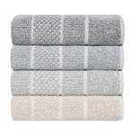 Naples Cotton Blend Textured Checkered and Ribbed 3 Piece Towel Set - Towel Set by Superior