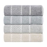 Naples Cotton Blend Textured Checkered and Ribbed 3 Piece Towel Set - Towel Set by Superior